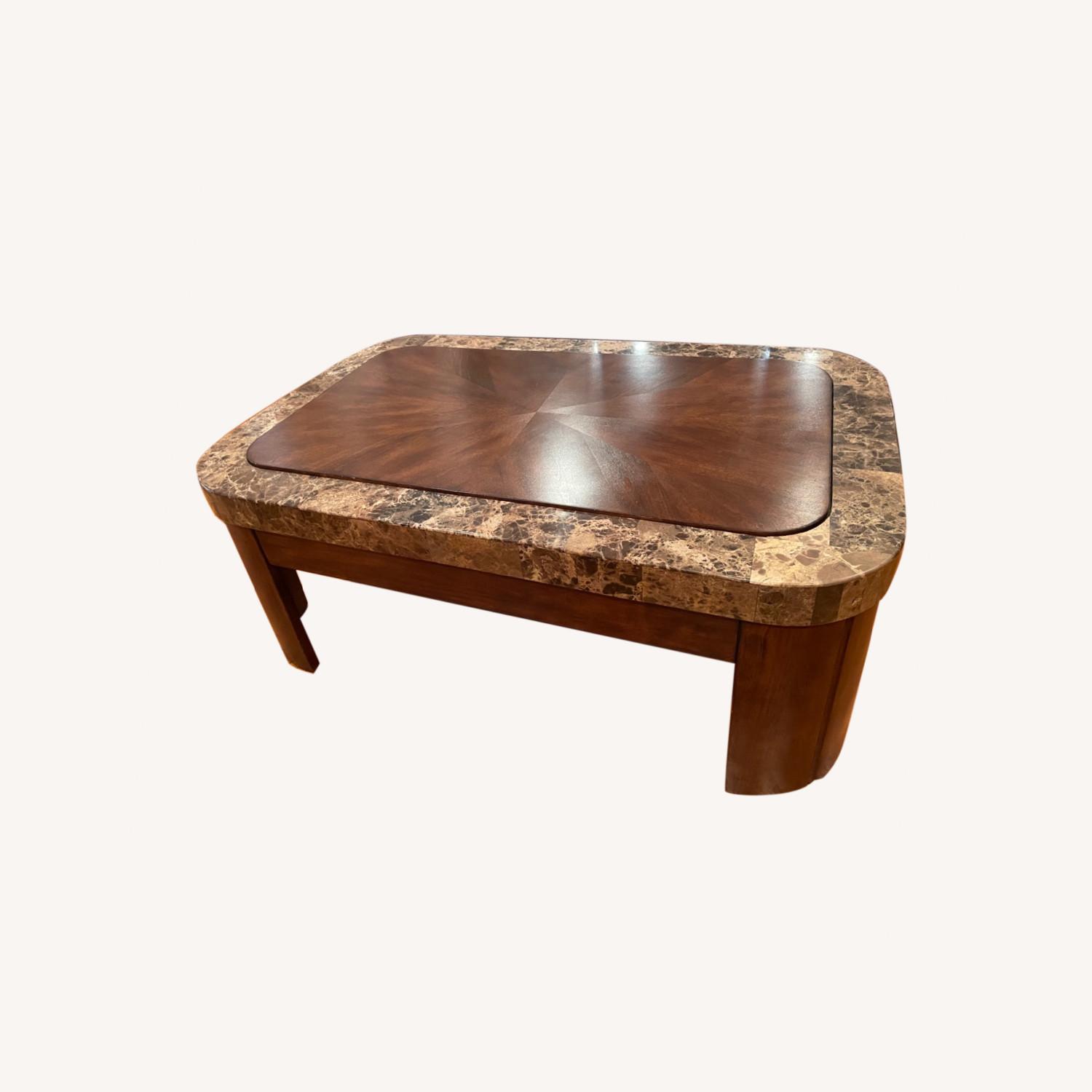 Ashley Furniture Wood/Marble Table AptDeco