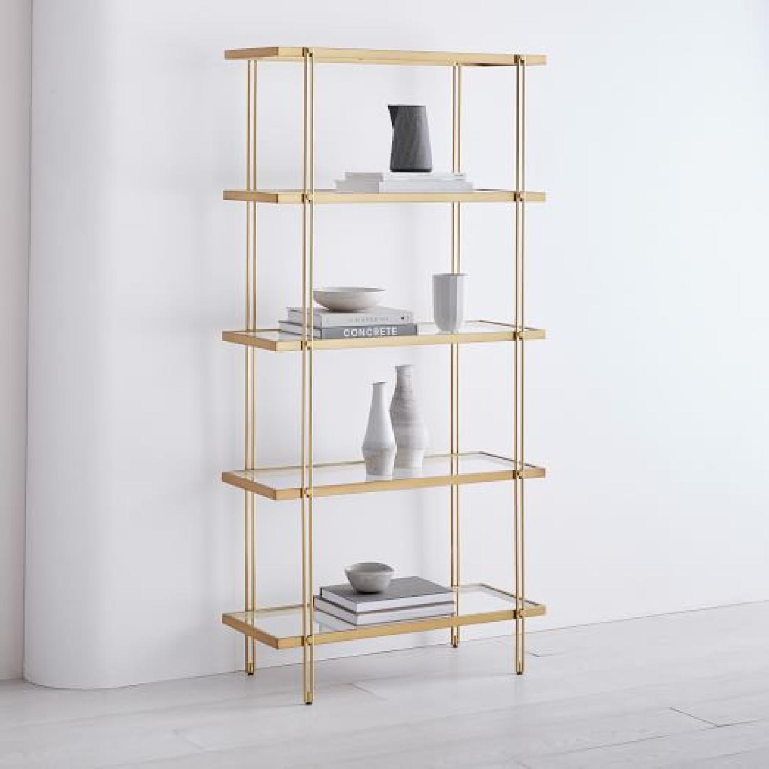 West Elm Fulton Bookshelf in Antique Brass & Glass AptDeco
