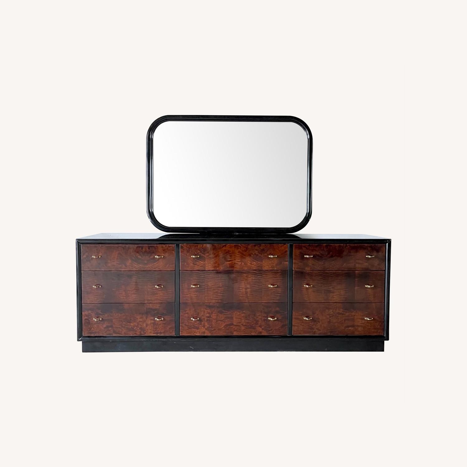 Vintage Modern Black Lacquer Dresser with Mirror - image-0