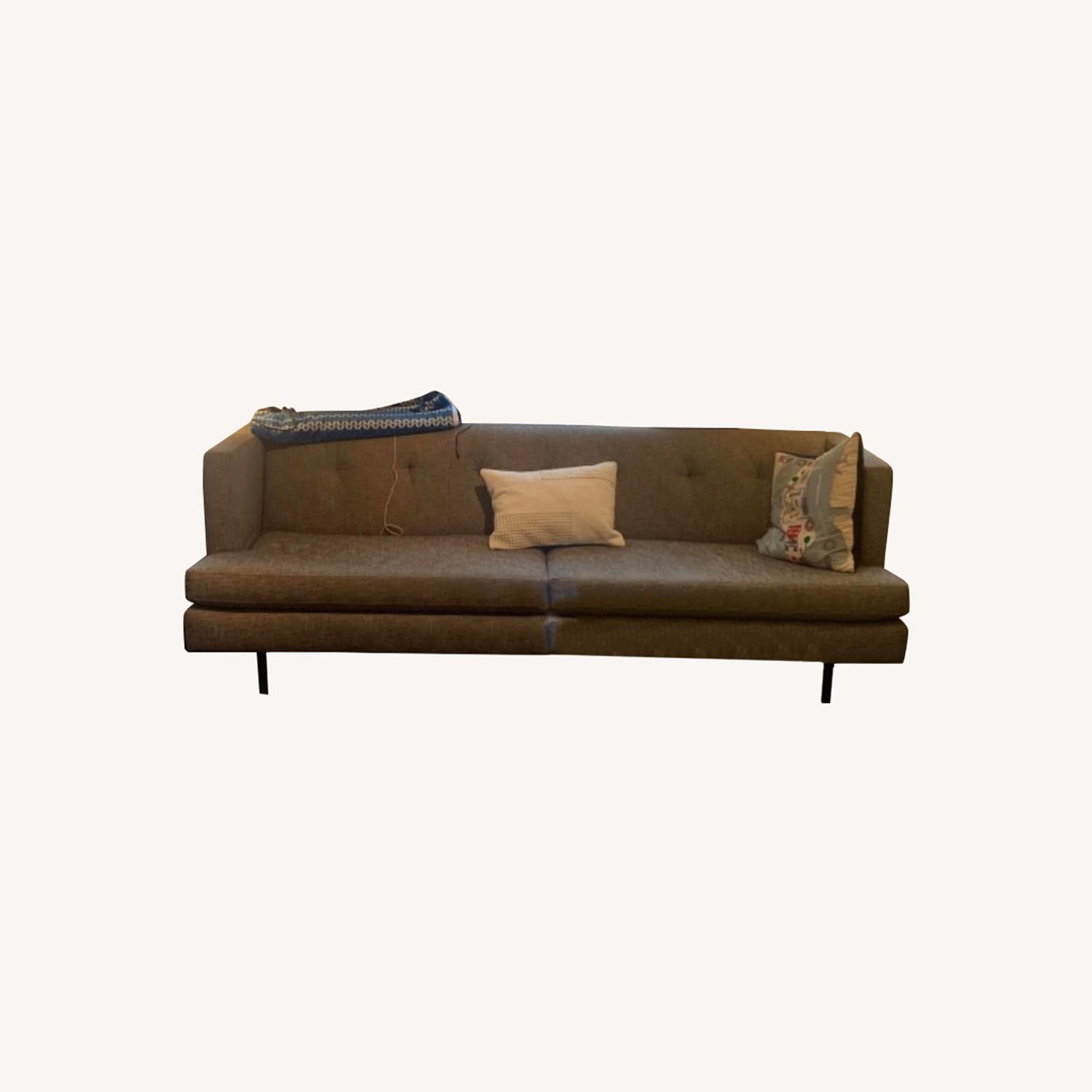 CB2 Gray Extra Long Sofa AptDeco