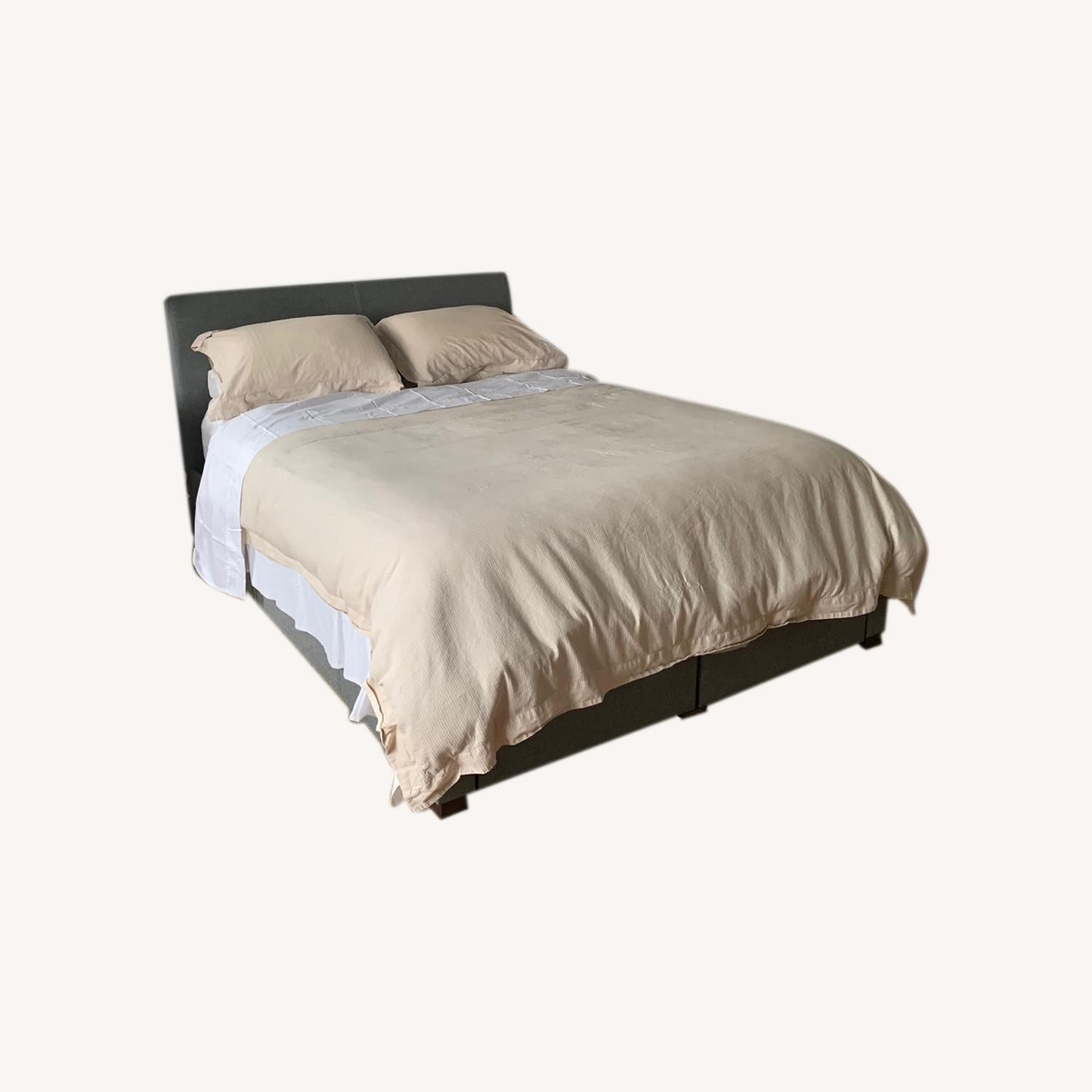 Grey Queen Bed Frame with 4 Drawers - image-0