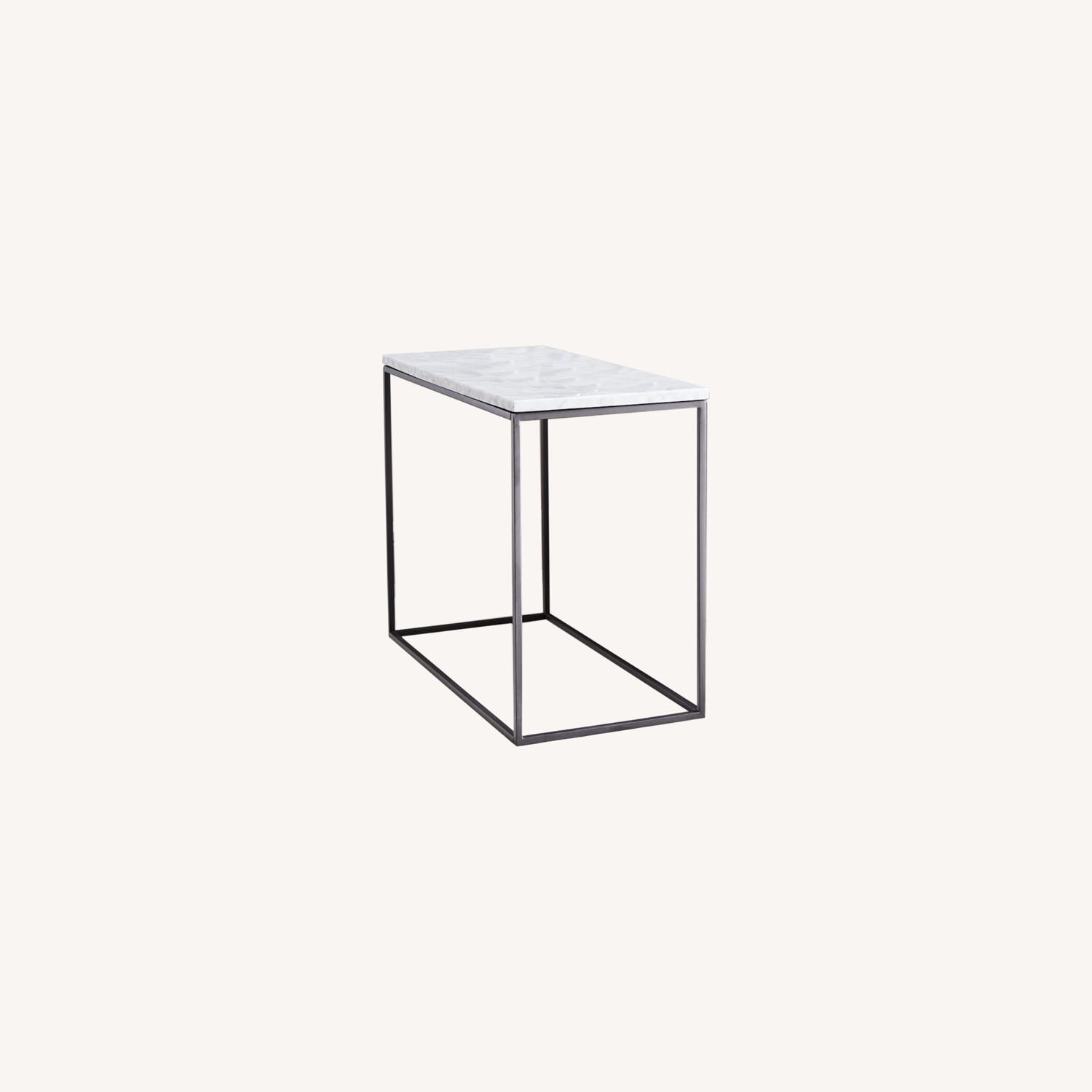 West Elm White Marble Side Table AptDeco