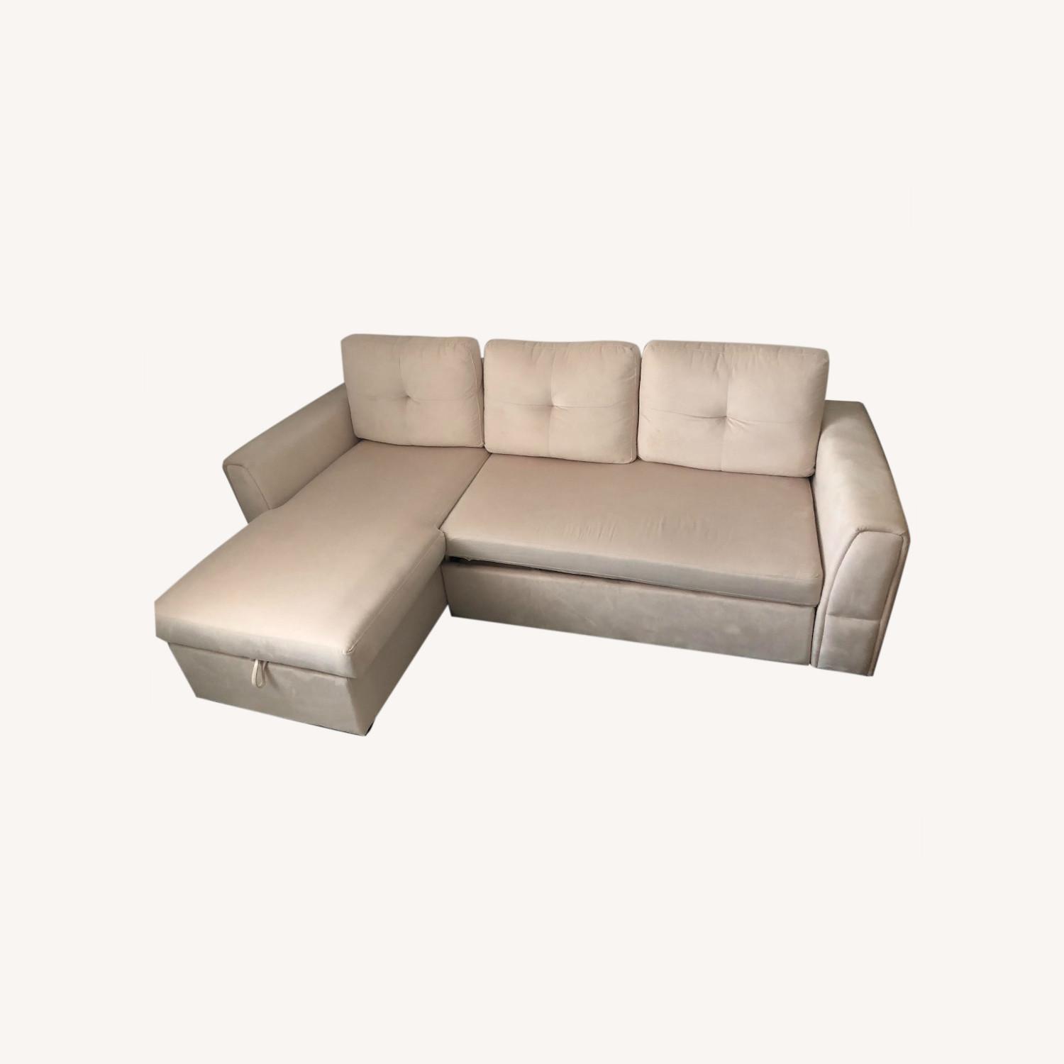 Wayfair Kristy 91'' Velvet Round Arm Sofa Bed - image-0