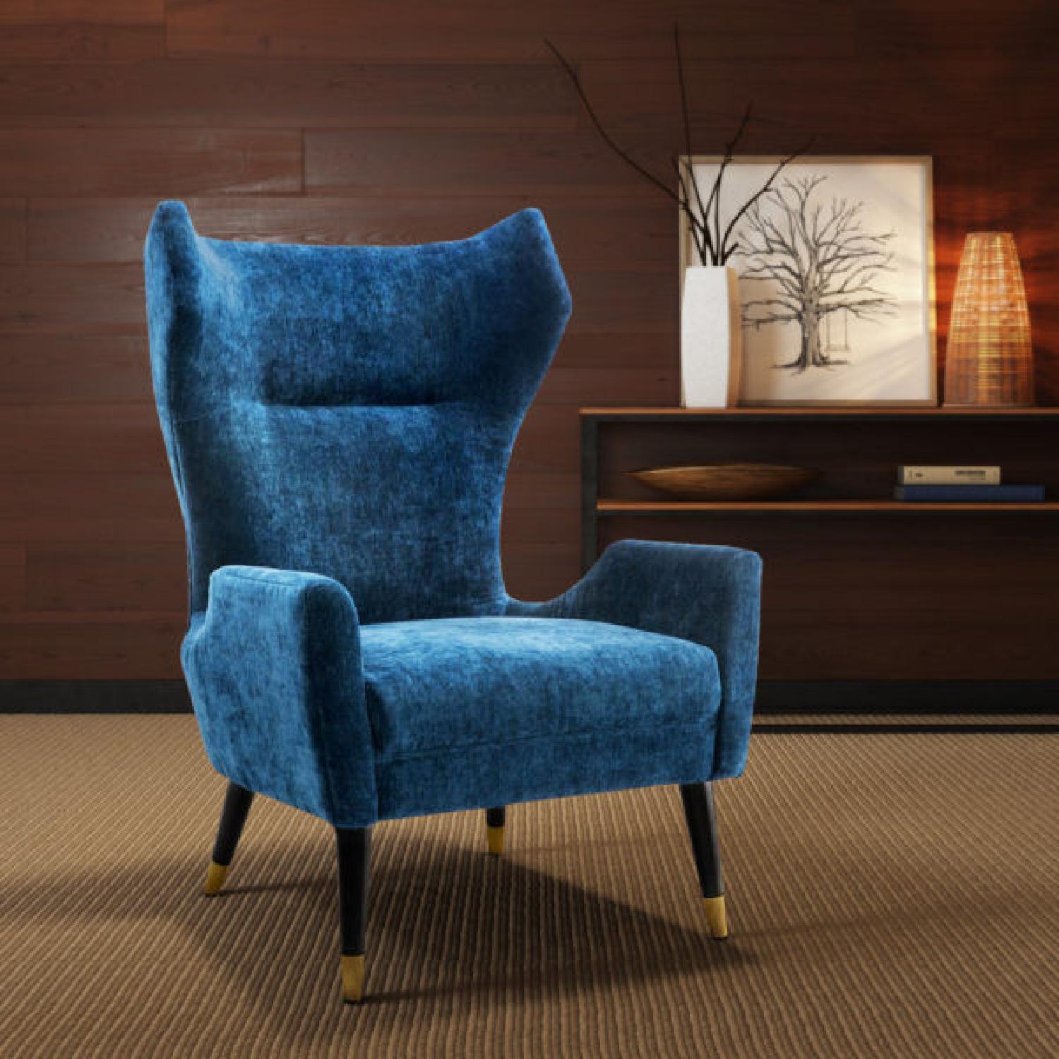 Tov Blue Velvet Accent Chair AptDeco