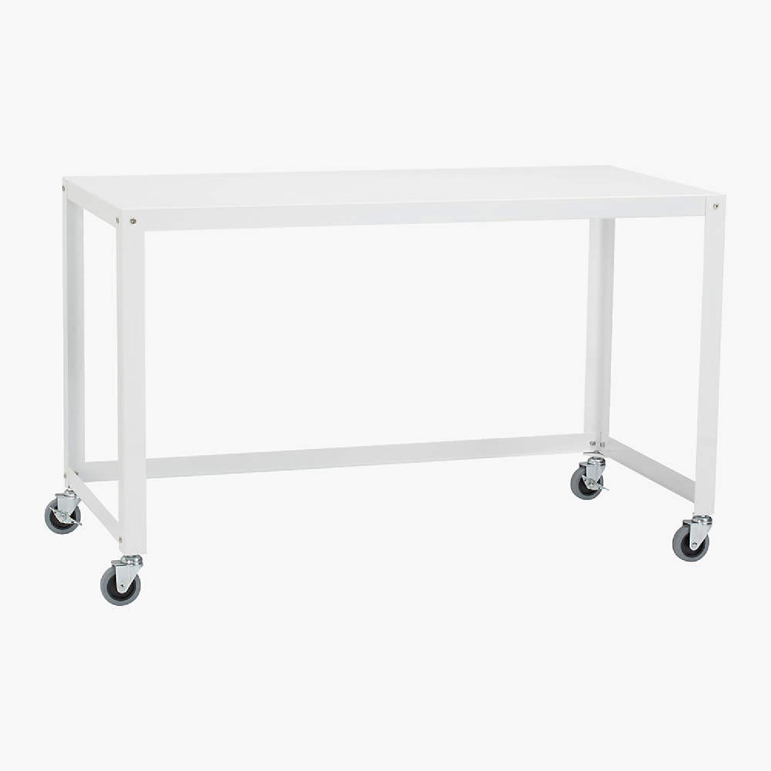 CB2 White Metal Rolling Table/Desk AptDeco