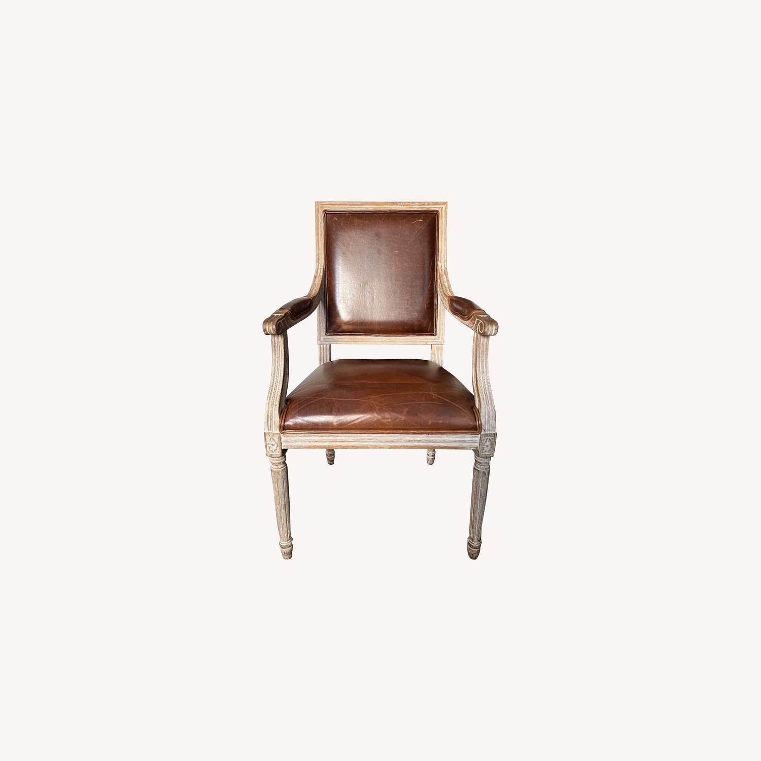 Restoration Hardware Leather Dining Armchair AptDeco