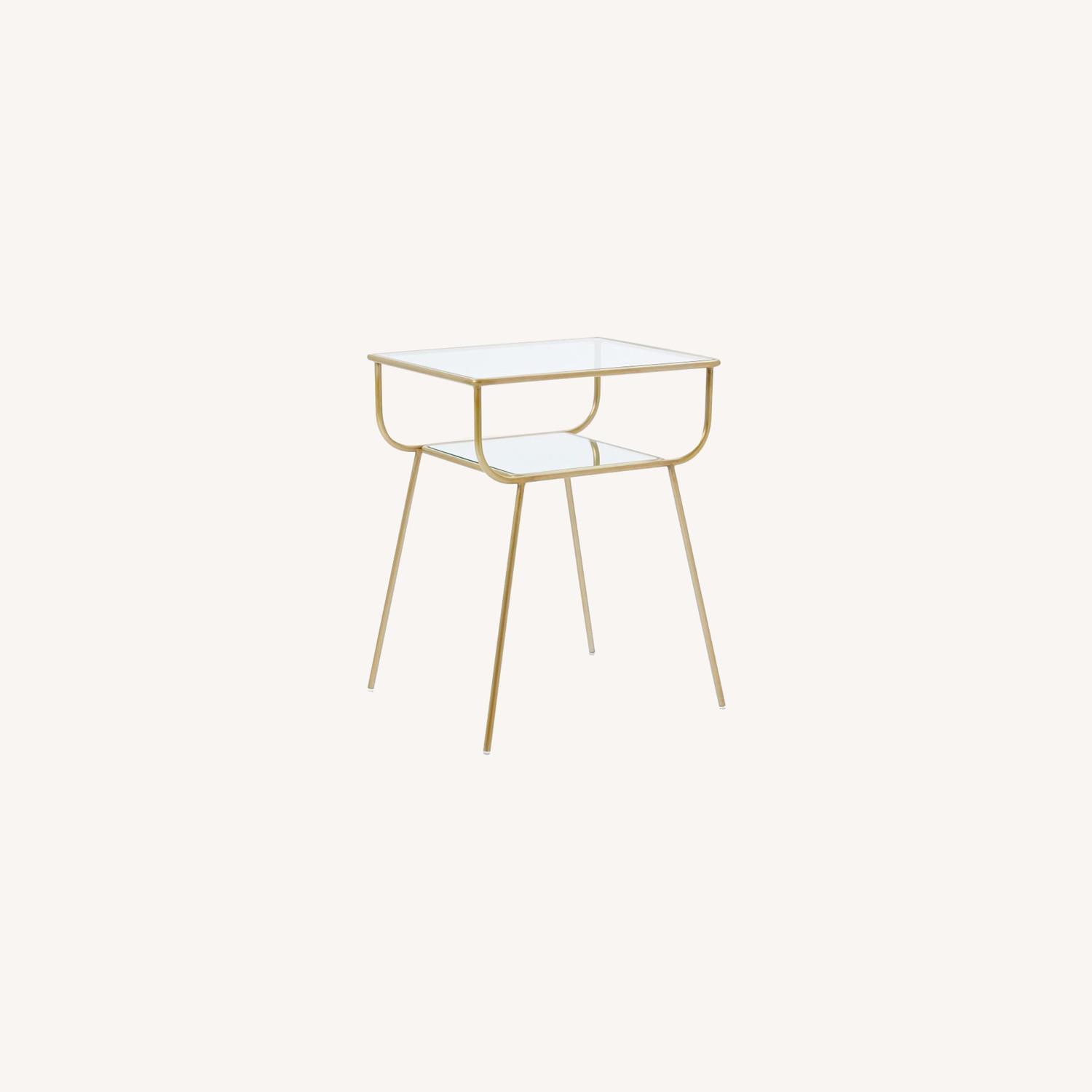 West Elm Curved Terrace Nightstand - Glass/Brass - image-0