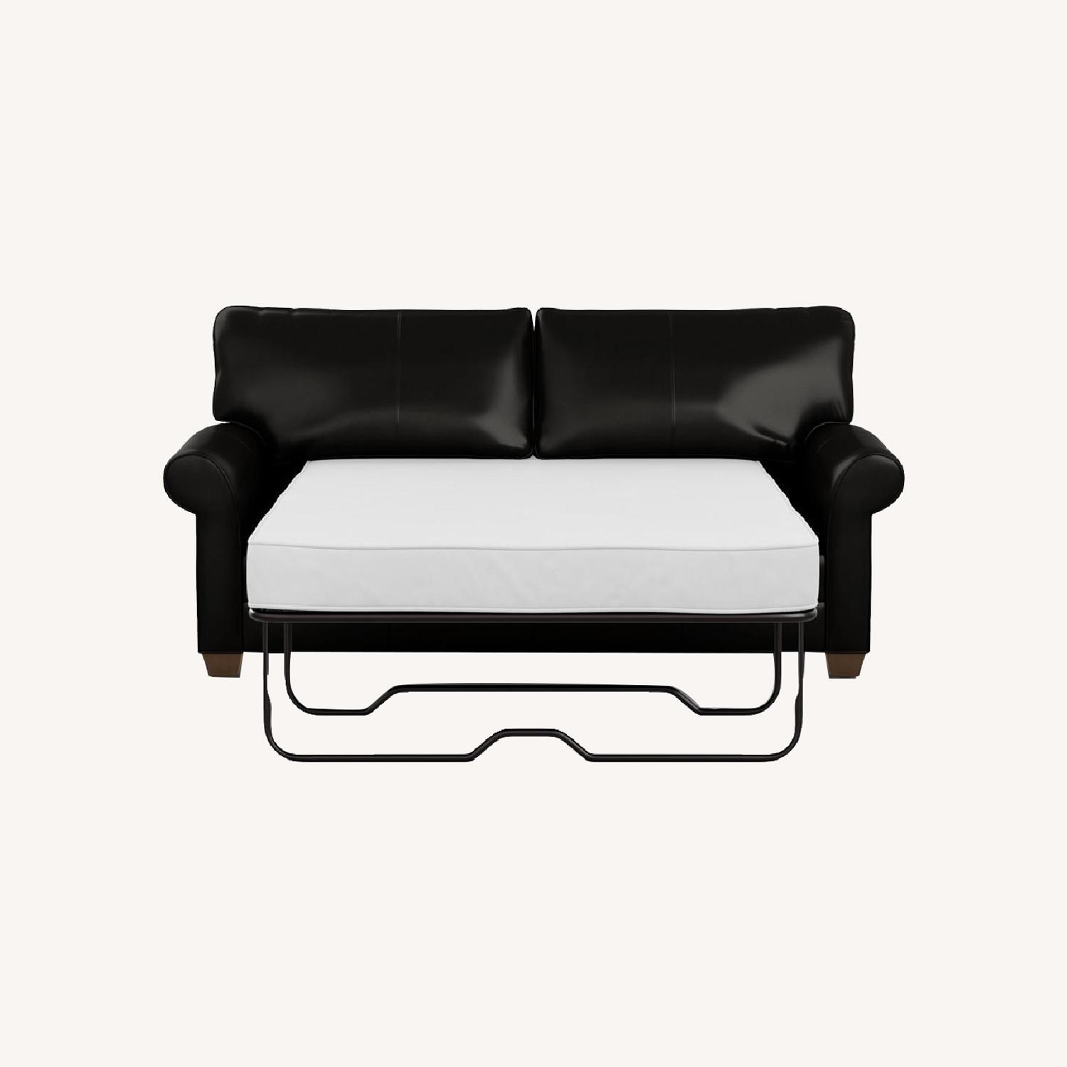 Ethan Allen RollArm Leather Full Sleeper Sofa AptDeco