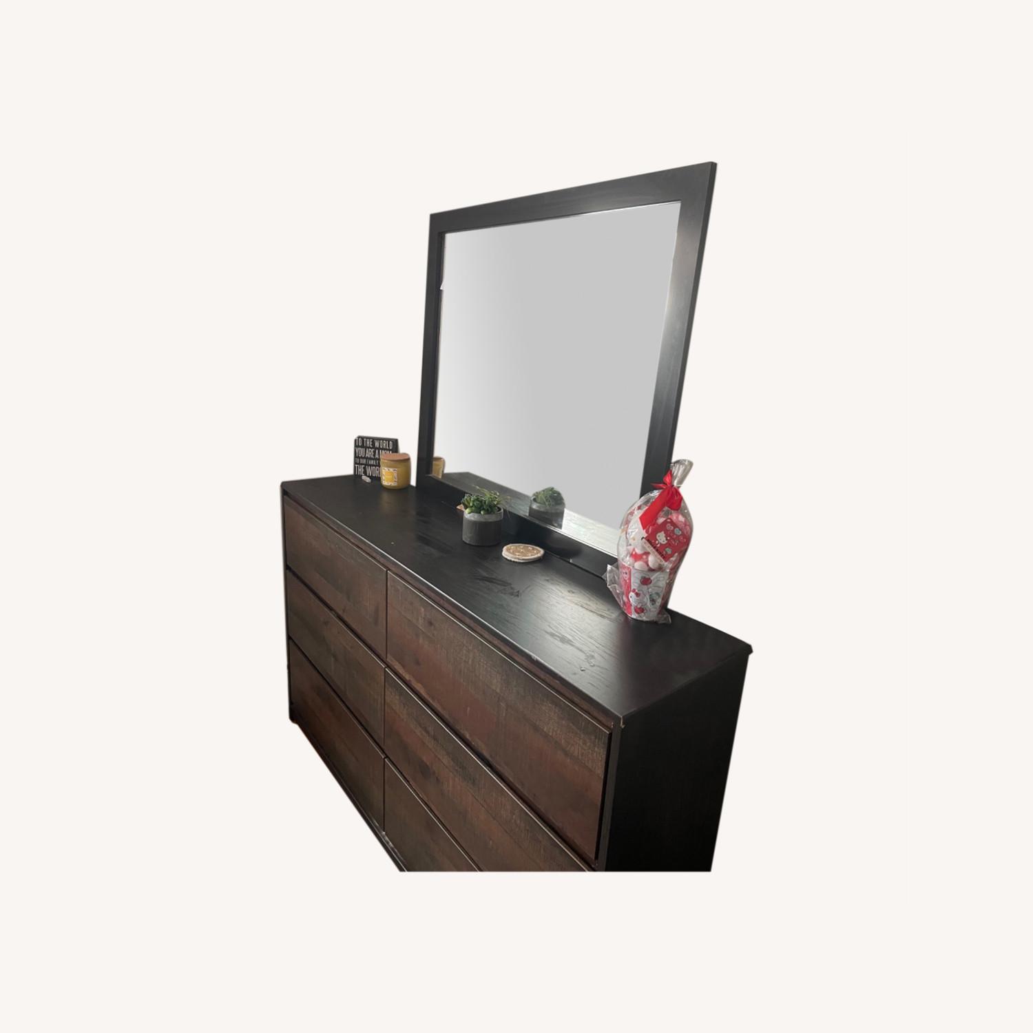 Ashley Oak Brown Dresser with Mirror - image-0