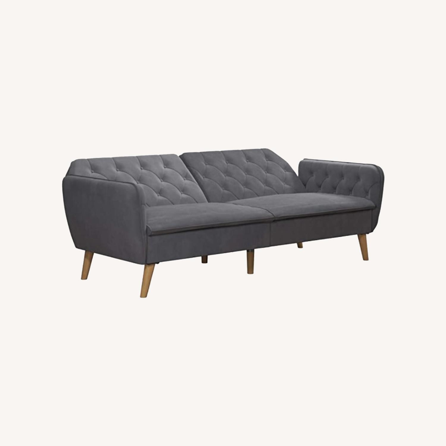 Novogratz Tallulah Memory Foam Futon, Gray Velvet - image-0