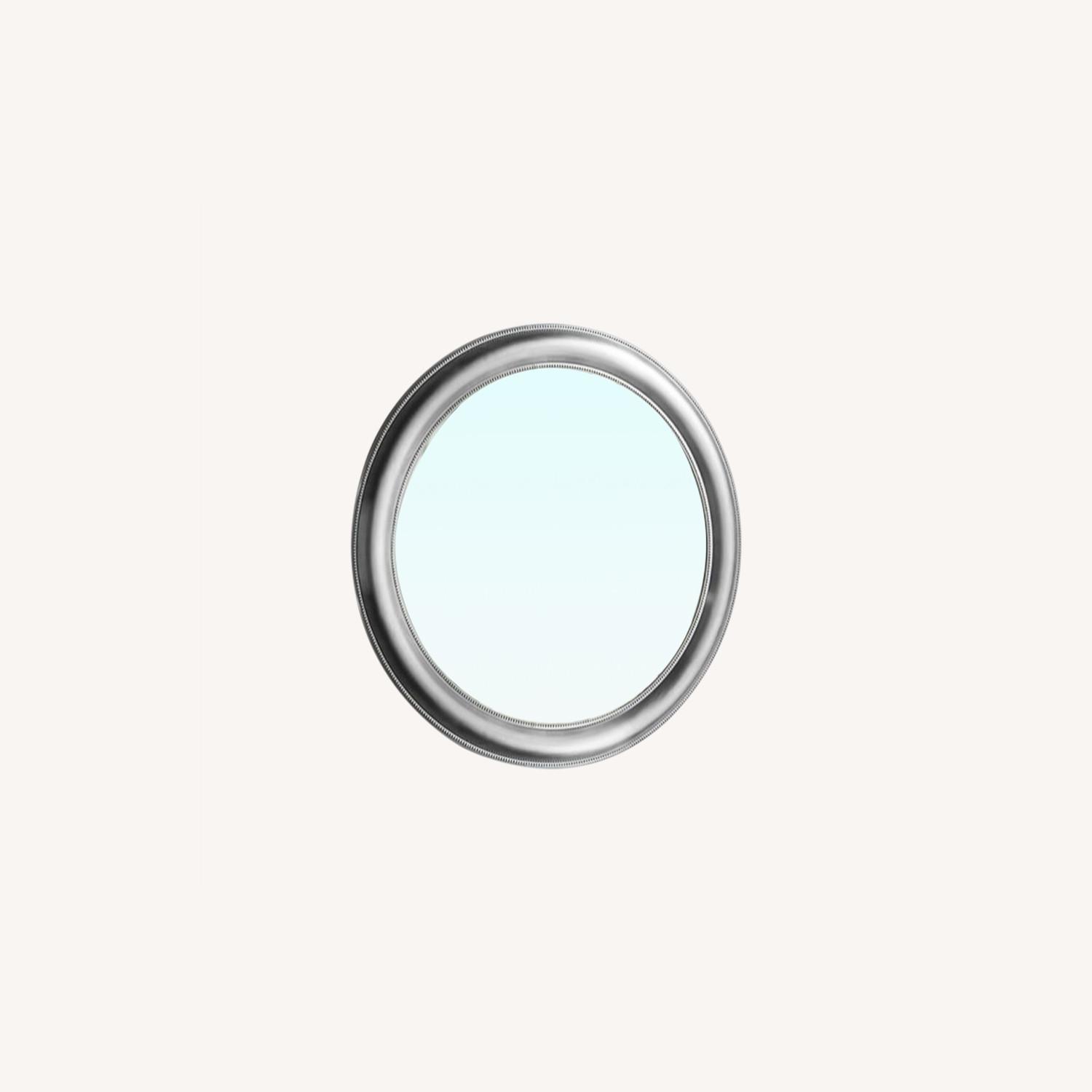 Pottery Barn Silver Beaded Mirror Round AptDeco