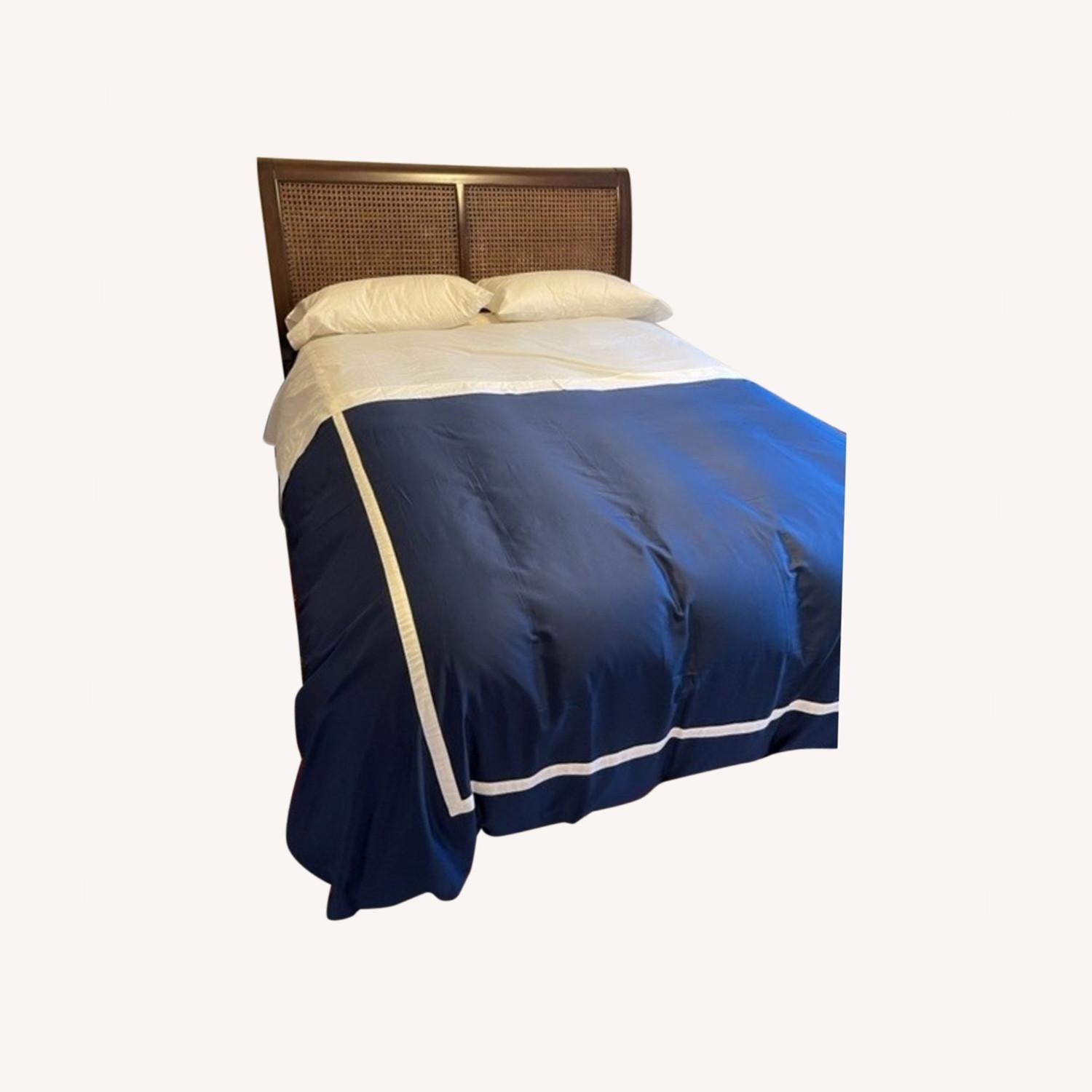 Pottery Barn Walnut Wood and Cane Queen Bed AptDeco