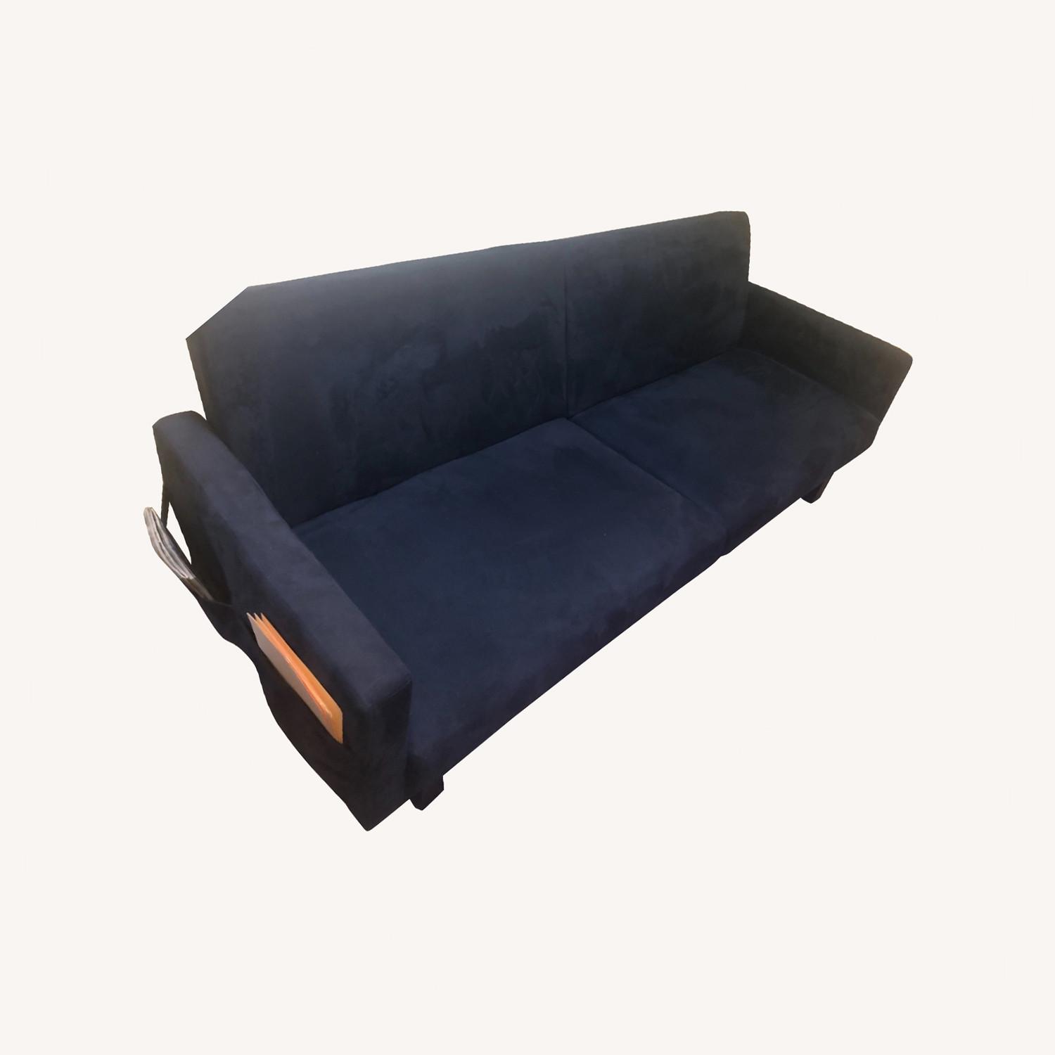 Dark Blue Micro Suede Sofa Bed - image-0