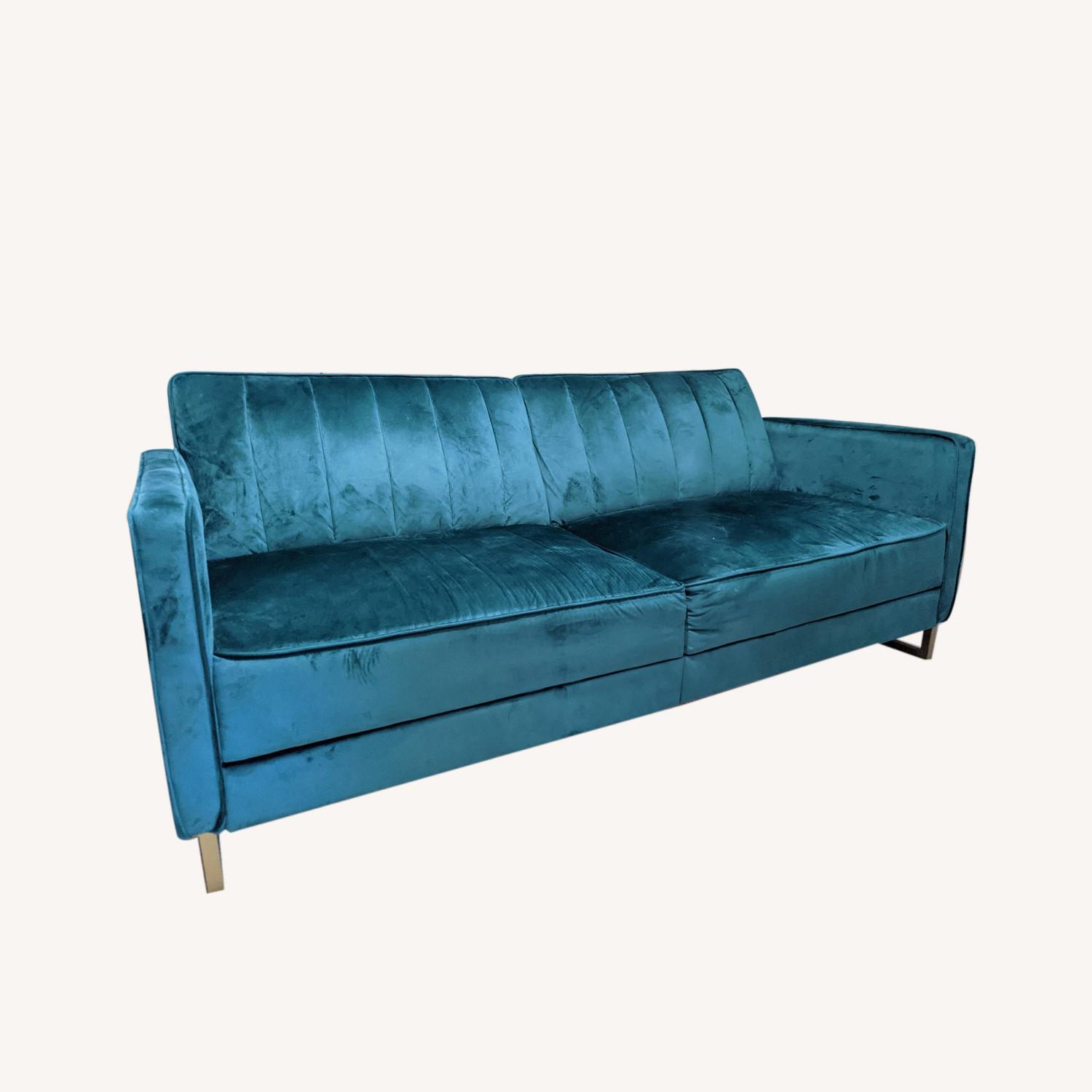 9 by Novogratz Green Velvet Sleeper Sofa AptDeco