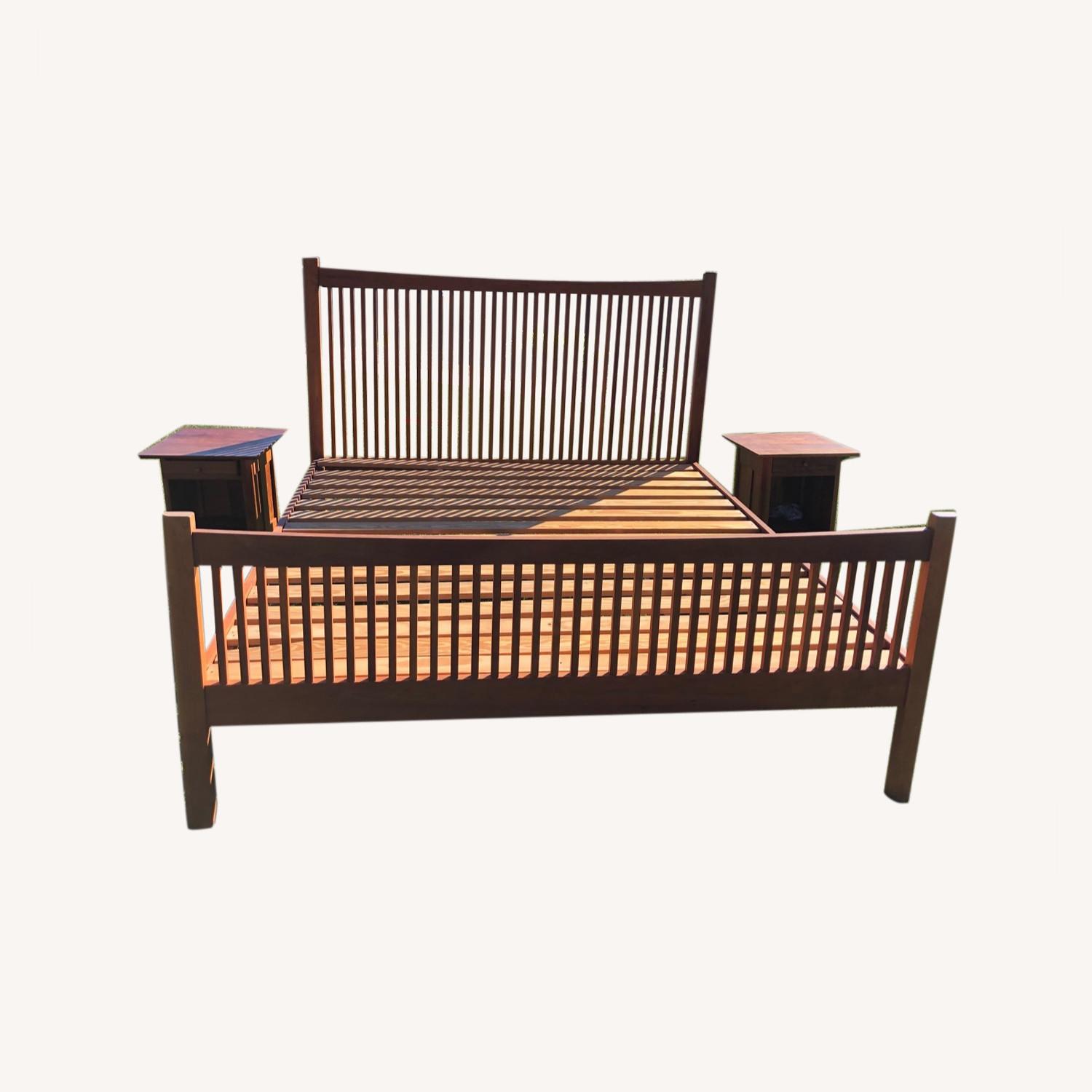 Vermont Modern Shaker High Footboard Bed and Bedside Table AptDeco