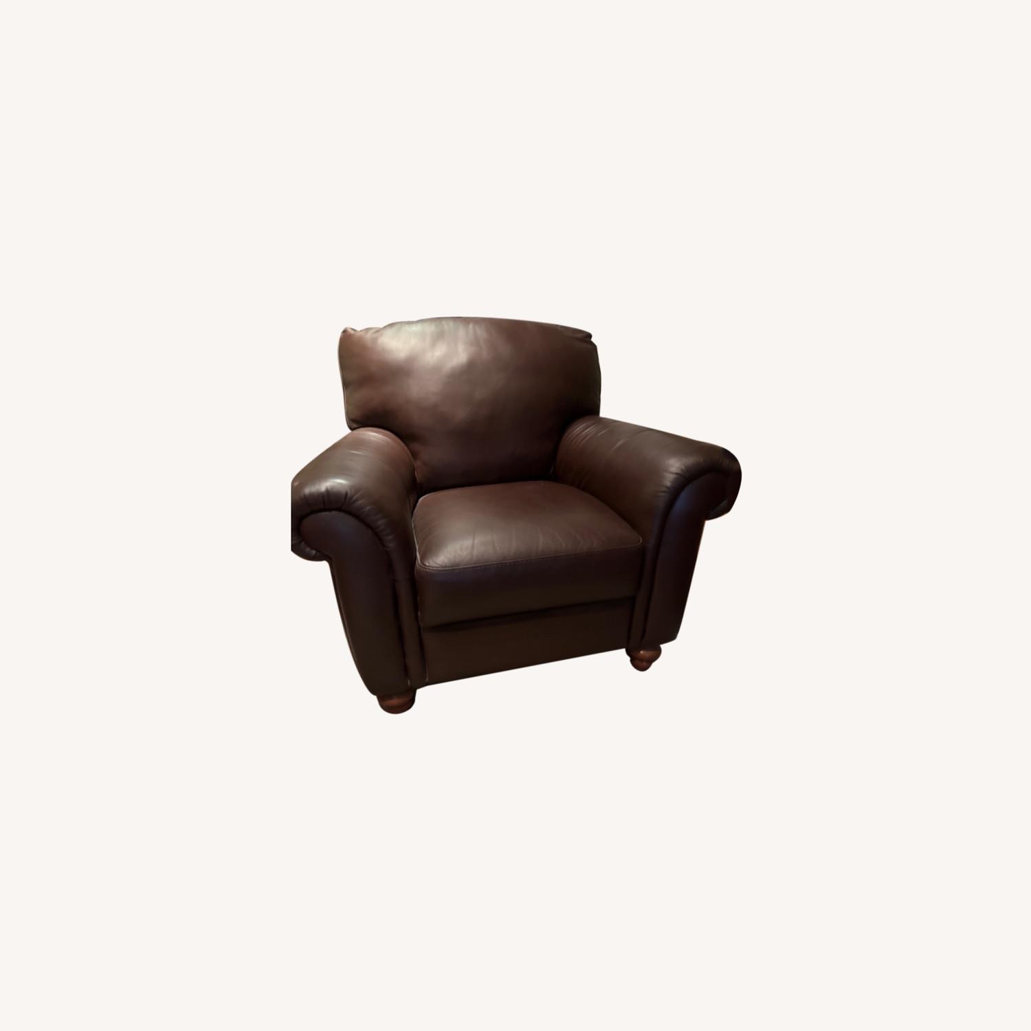 Brown Leather Living Room Chair - AptDeco