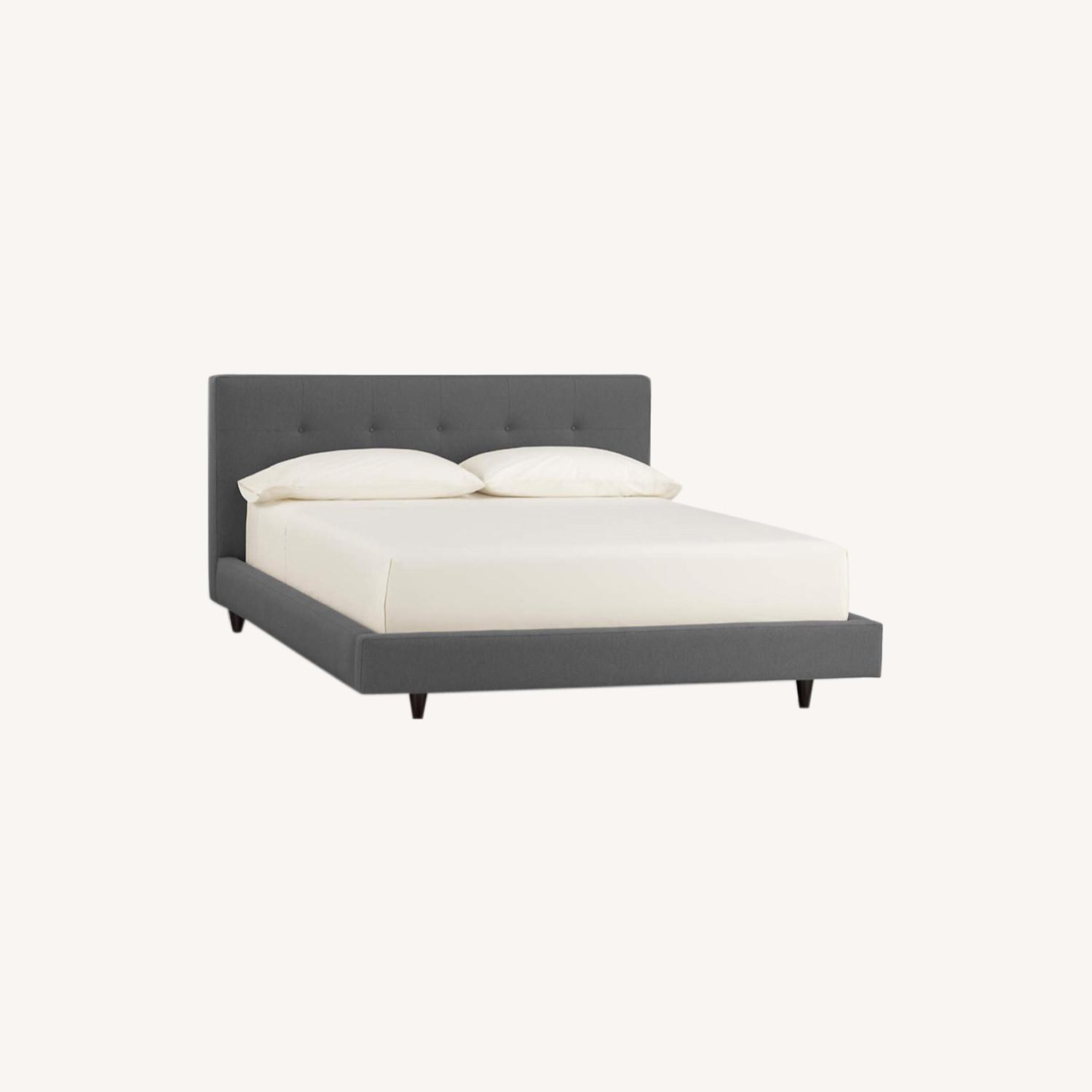 Crate & Barrel Queen Bed Framegrey fabric AptDeco