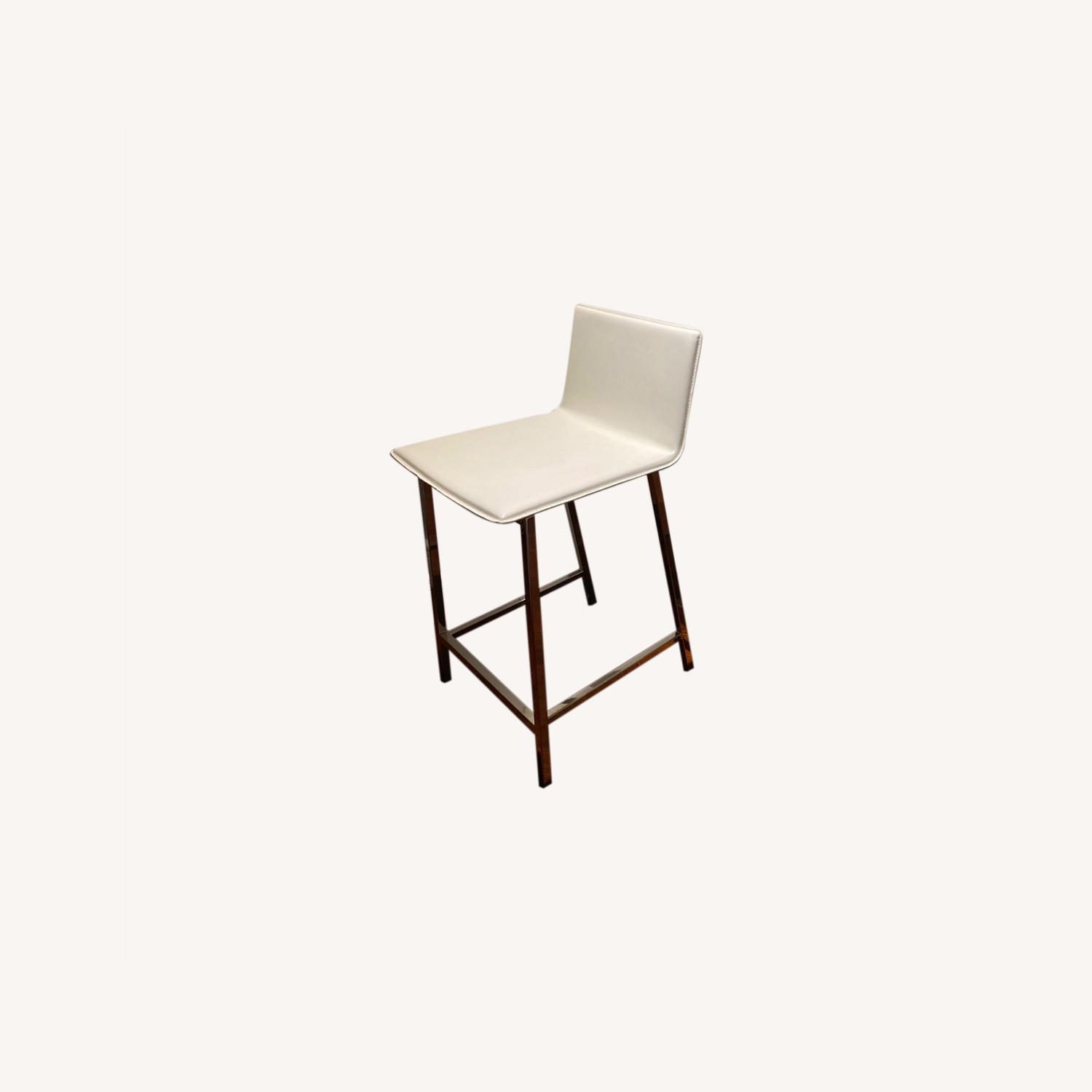 CB2 White leather Stools
