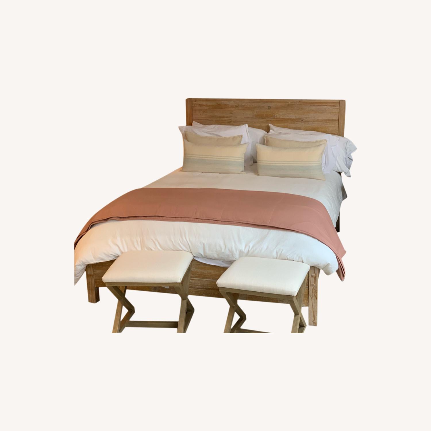 Farmhouse Style Wood Bed Frame with Headboard - image-0