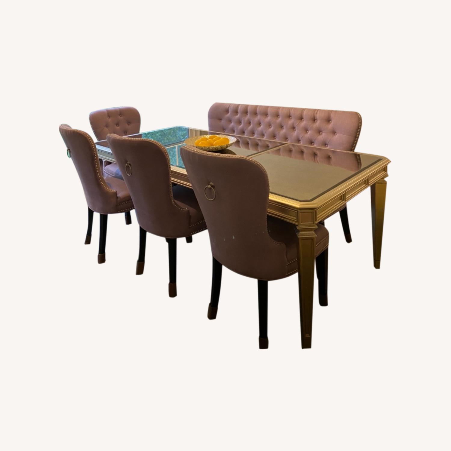 Z Gallerie Mirrored Dining Table Purple Dining Chairs - image-0