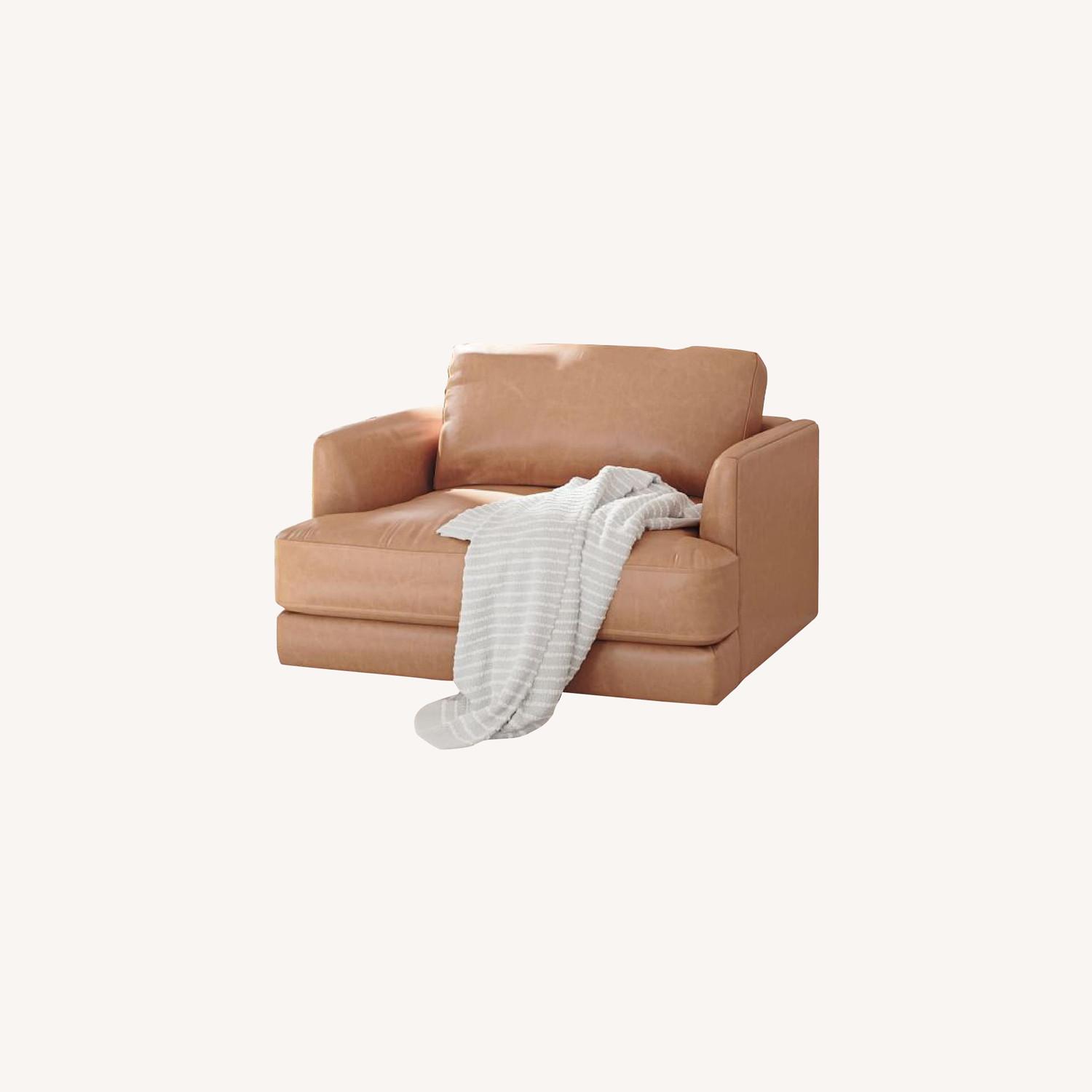 West Elm Haven Leather Chair and a Half - image-0