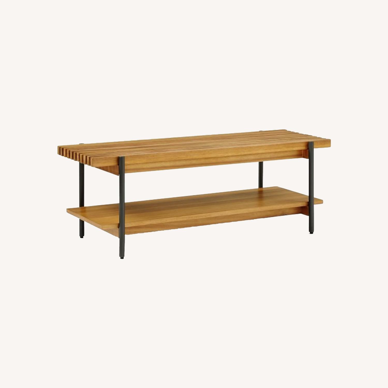 West Elm Slatted Wood Rectangle Coffee Table - image-0