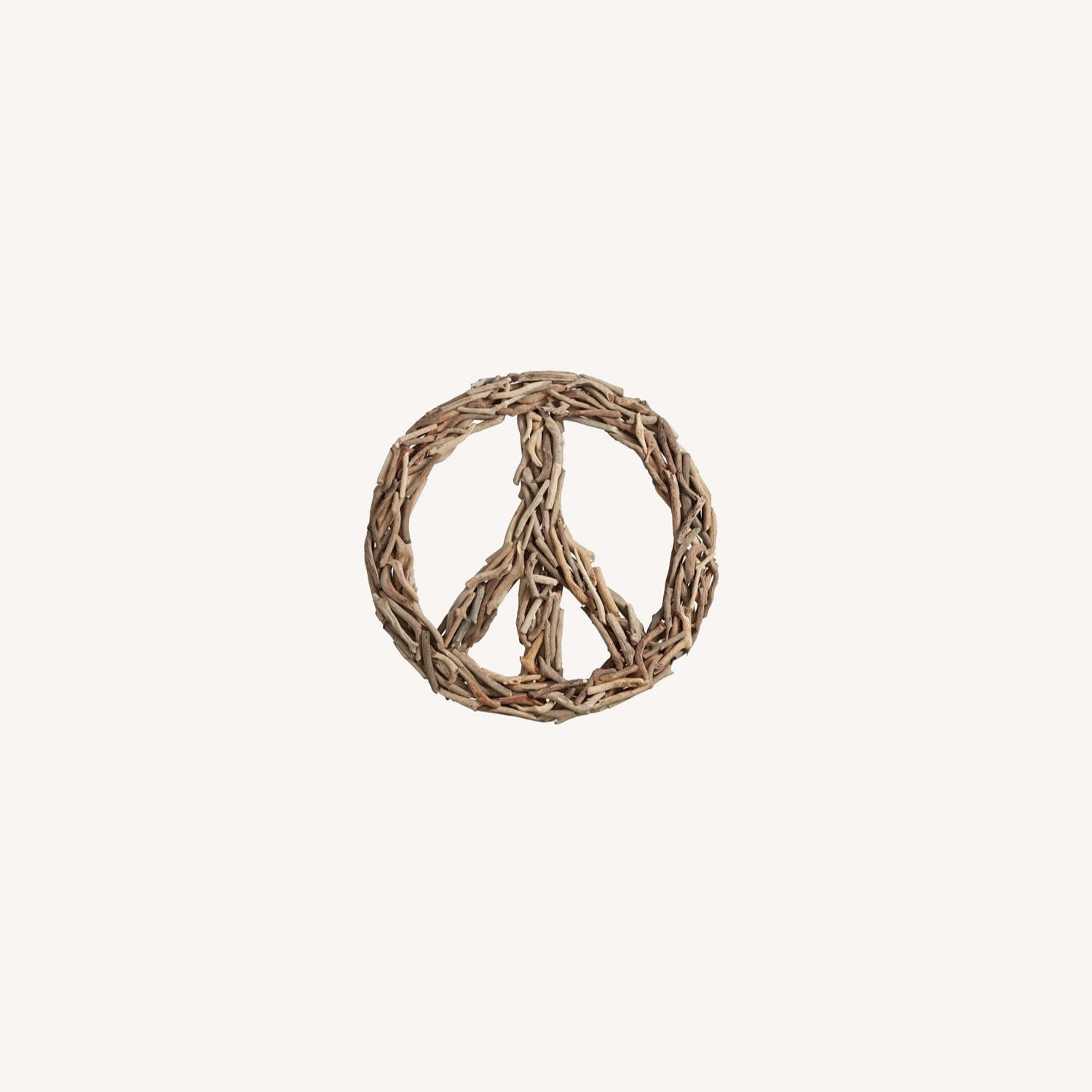Pottery Barn Driftwood Peace Sign Wall Art,Natural - image-0