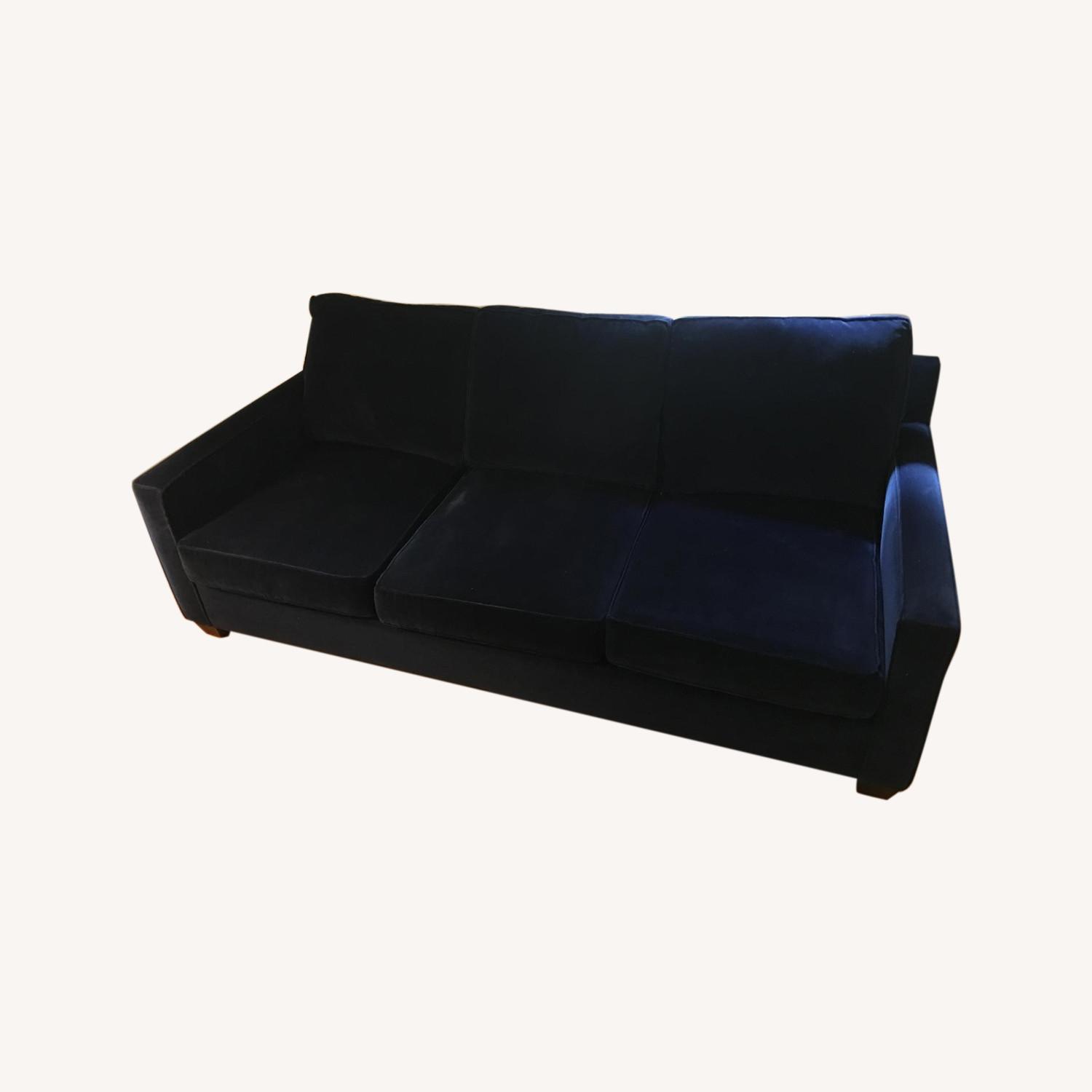 Custom Navy Blue Velvet Sofa AptDeco
