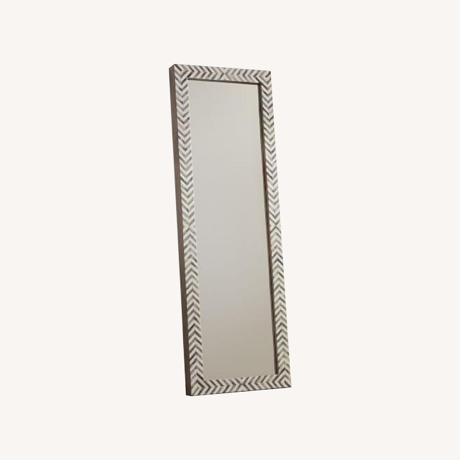 West Elm Parsons Gray Herringbone Floor Mirror - image-0