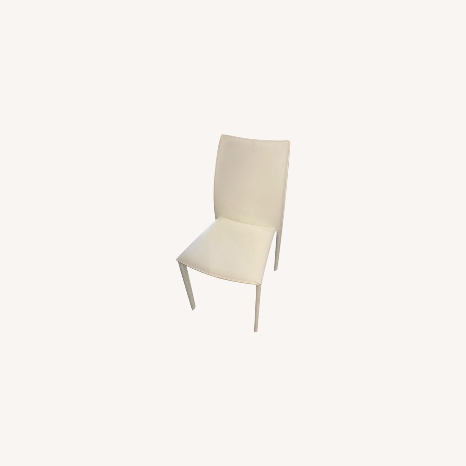 White Leather Dining Chair Set AptDeco