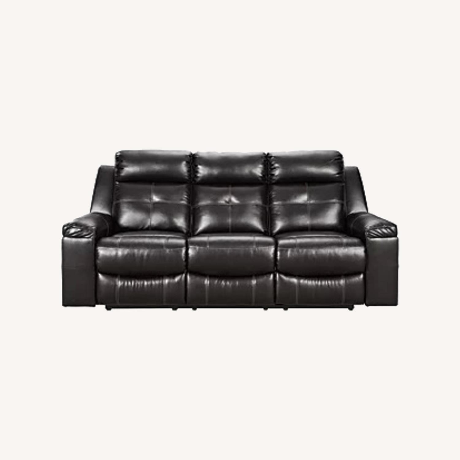 Ashley Furniture Black Leather Reclining Sofa AptDeco