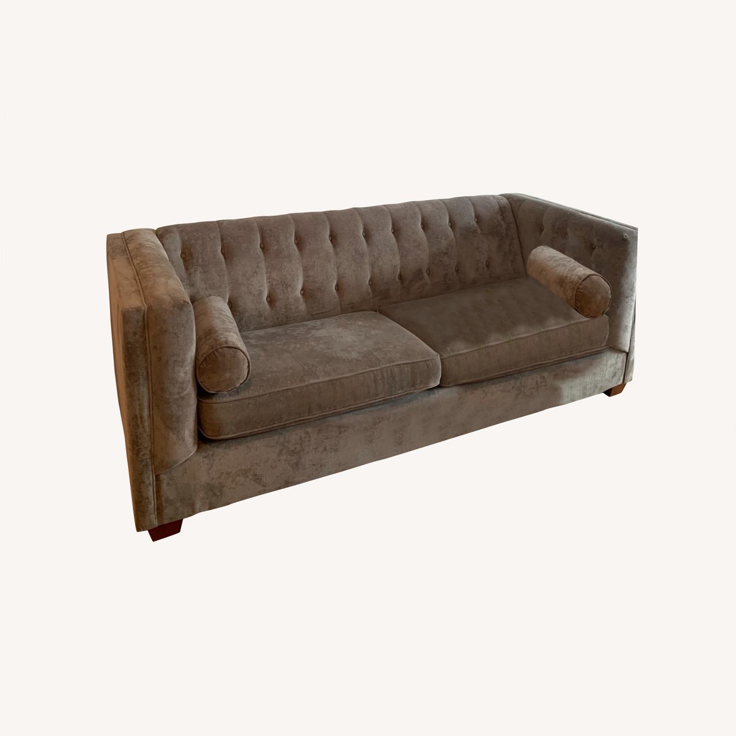 Dalila Velvet Tuxedo Arm Sofa In Grey AptDeco