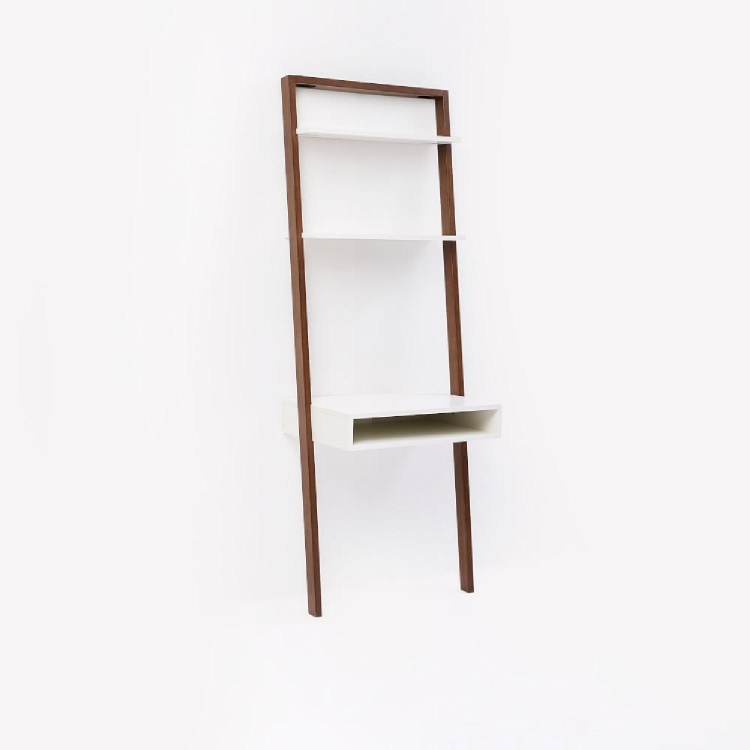 West Elm Ladder Shelf Storage Leaning Wall Desk - image-4