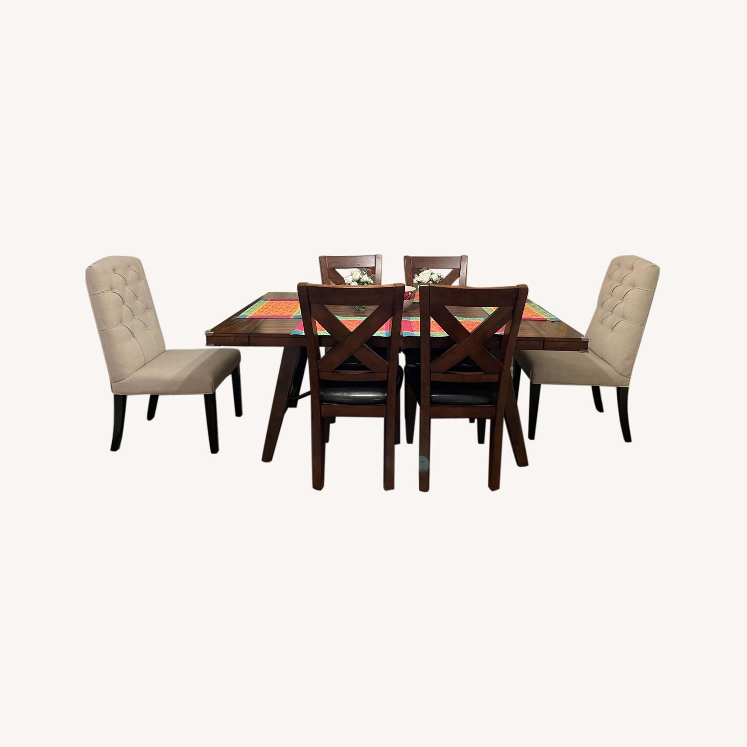 Living Spaces Malcolm Extendable Dining Table & 6 Chairs - image-0