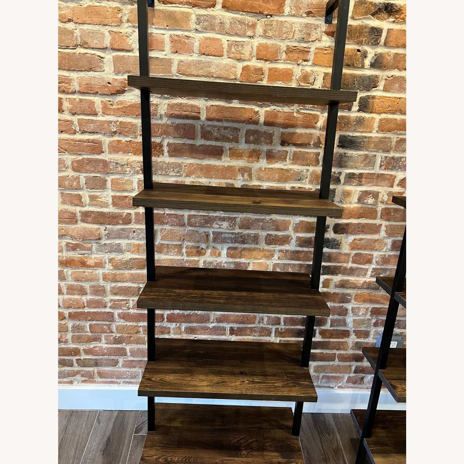 5 Shelf Wood and Metal Ladder Bookcase - image-2