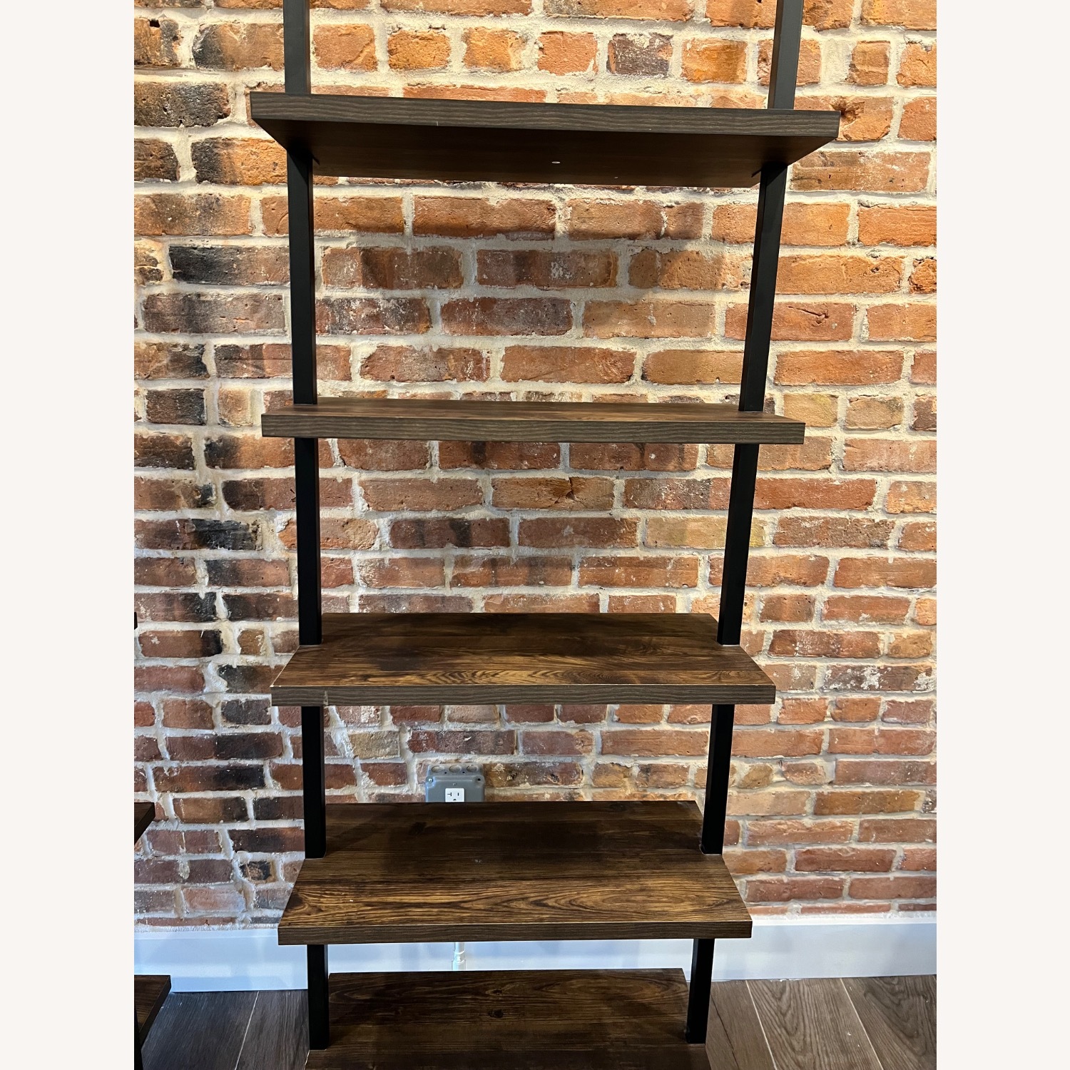 5 Shelf Wood and Metal Ladder Bookcase - image-3