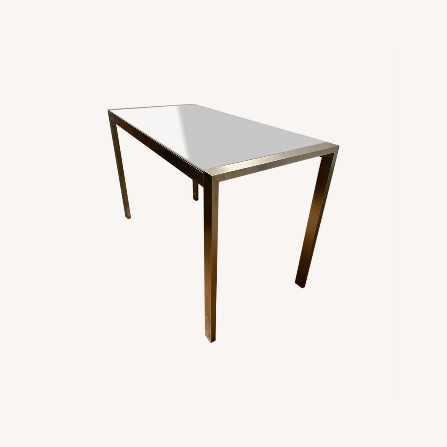 Crate and Barrel Dune High Glass Dining Table AptDeco