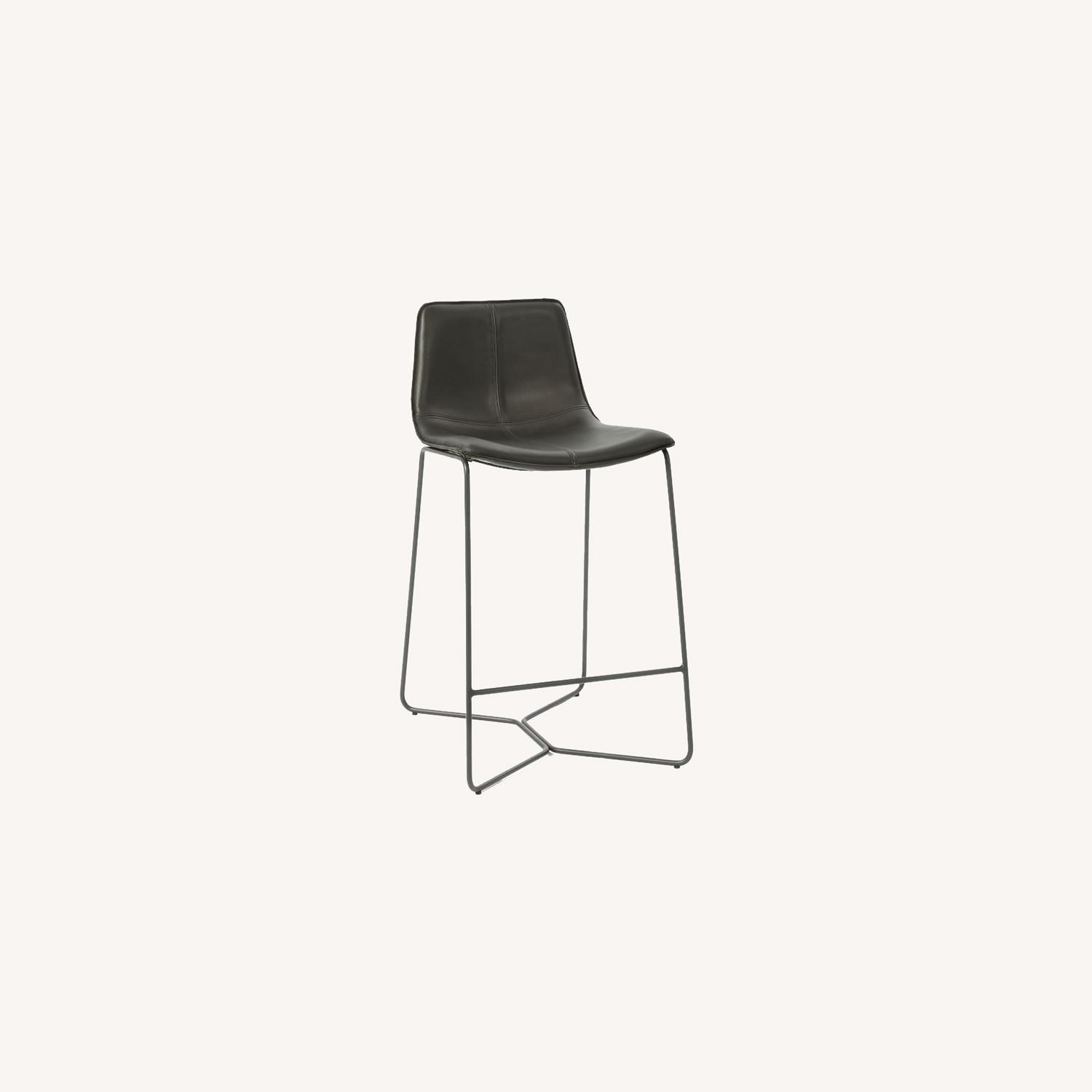 West Elm Slope Counter Stool, Halo Leather, Slate AptDeco
