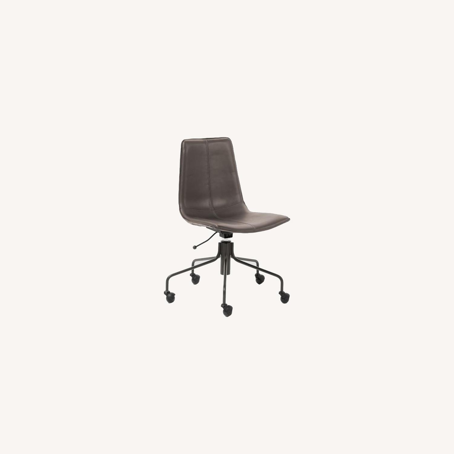 West Elm Slope Office Chair, Leather, Charcoal AptDeco