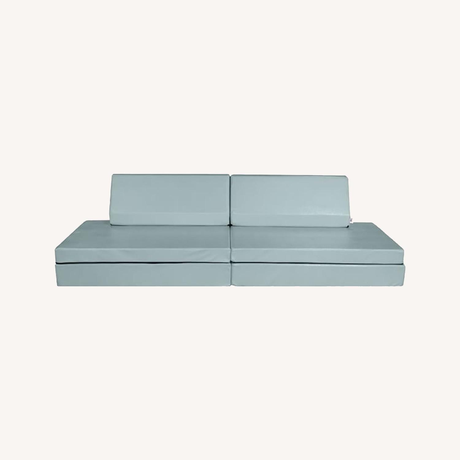 West Elm Foamnasium Blocksy Kids Couch, Pewter - image-0
