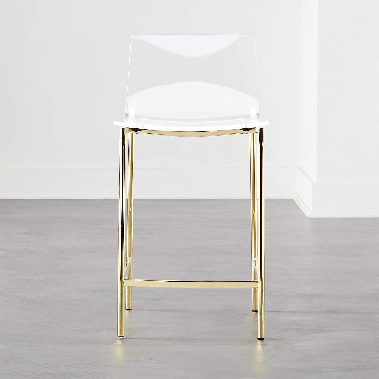 CB2 Set of Acrylic and Gold Bar Stools AptDeco