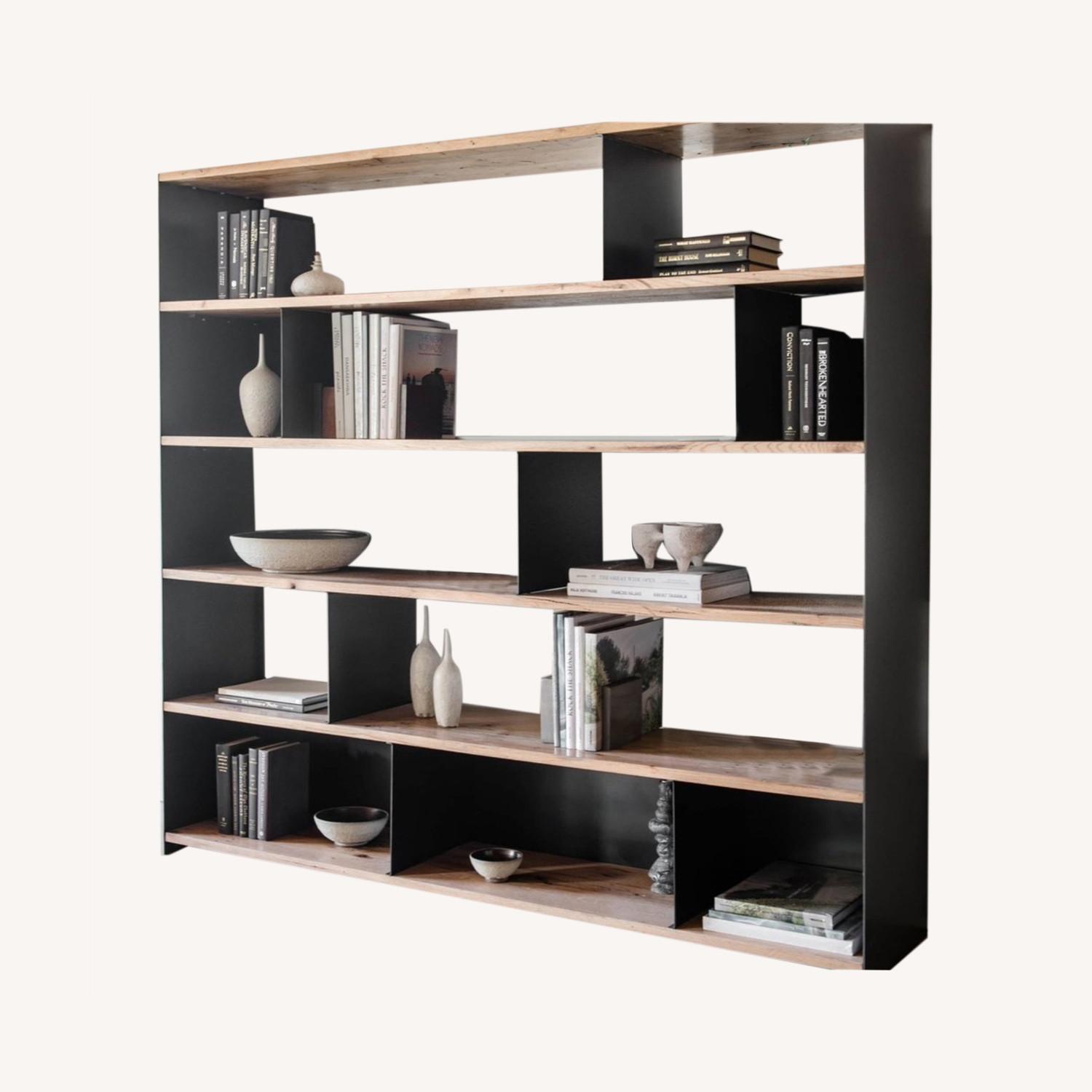 Bronson Bookcase Oak & Steel AptDeco