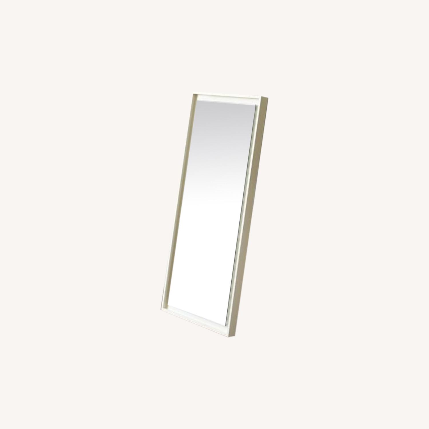 West Elm Floating Wood Wall Mirror, White Lacquer AptDeco