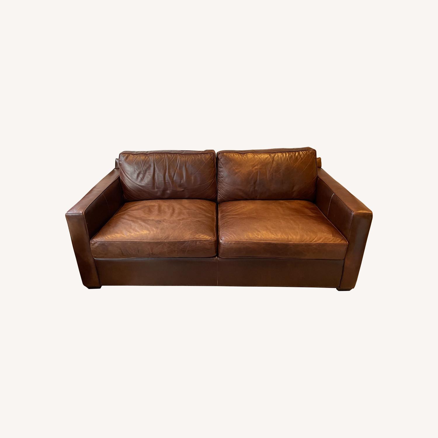 Crate and Barrel Track Arm Leather Sofa AptDeco