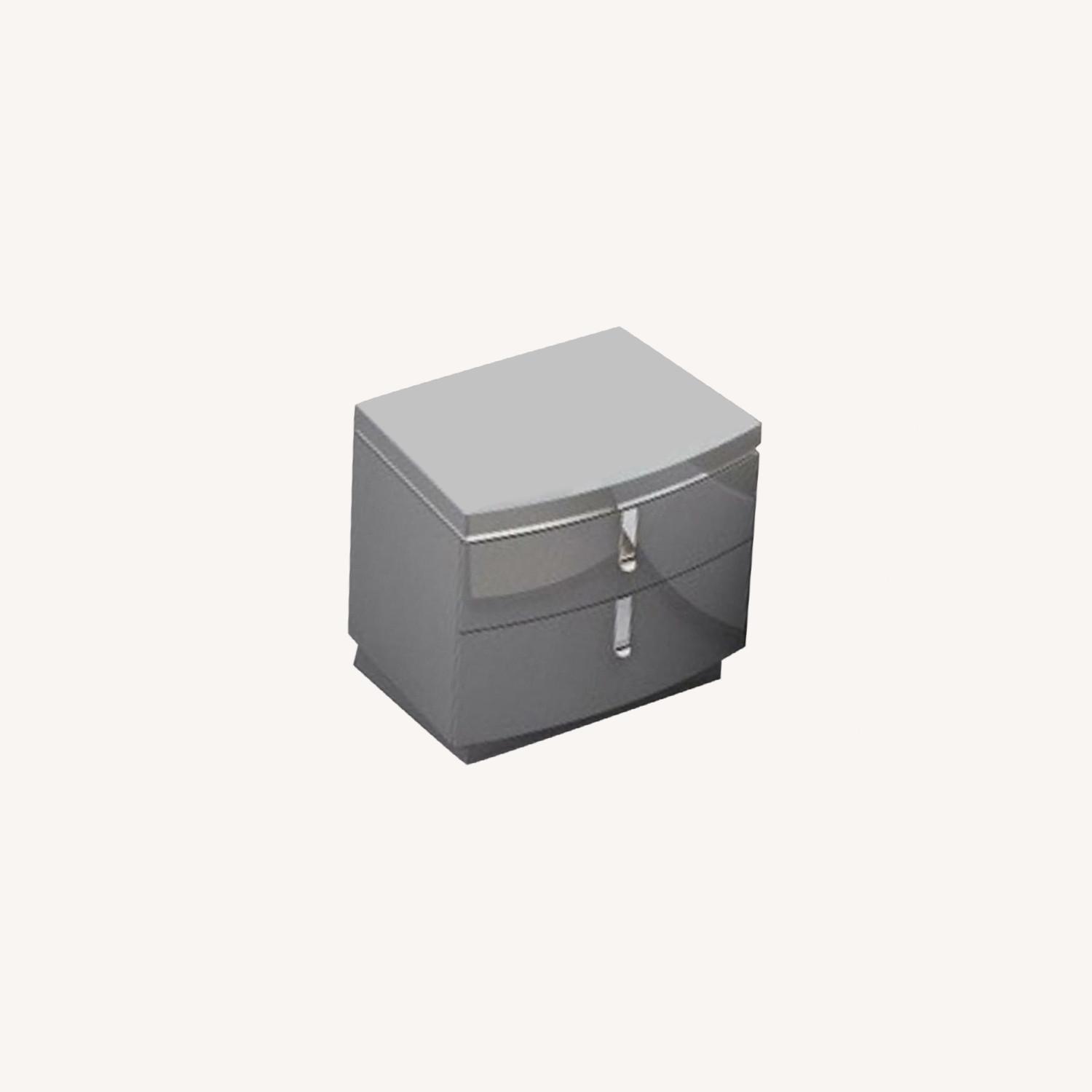 Modern Nightstand In Grey High Gloss Finish AptDeco