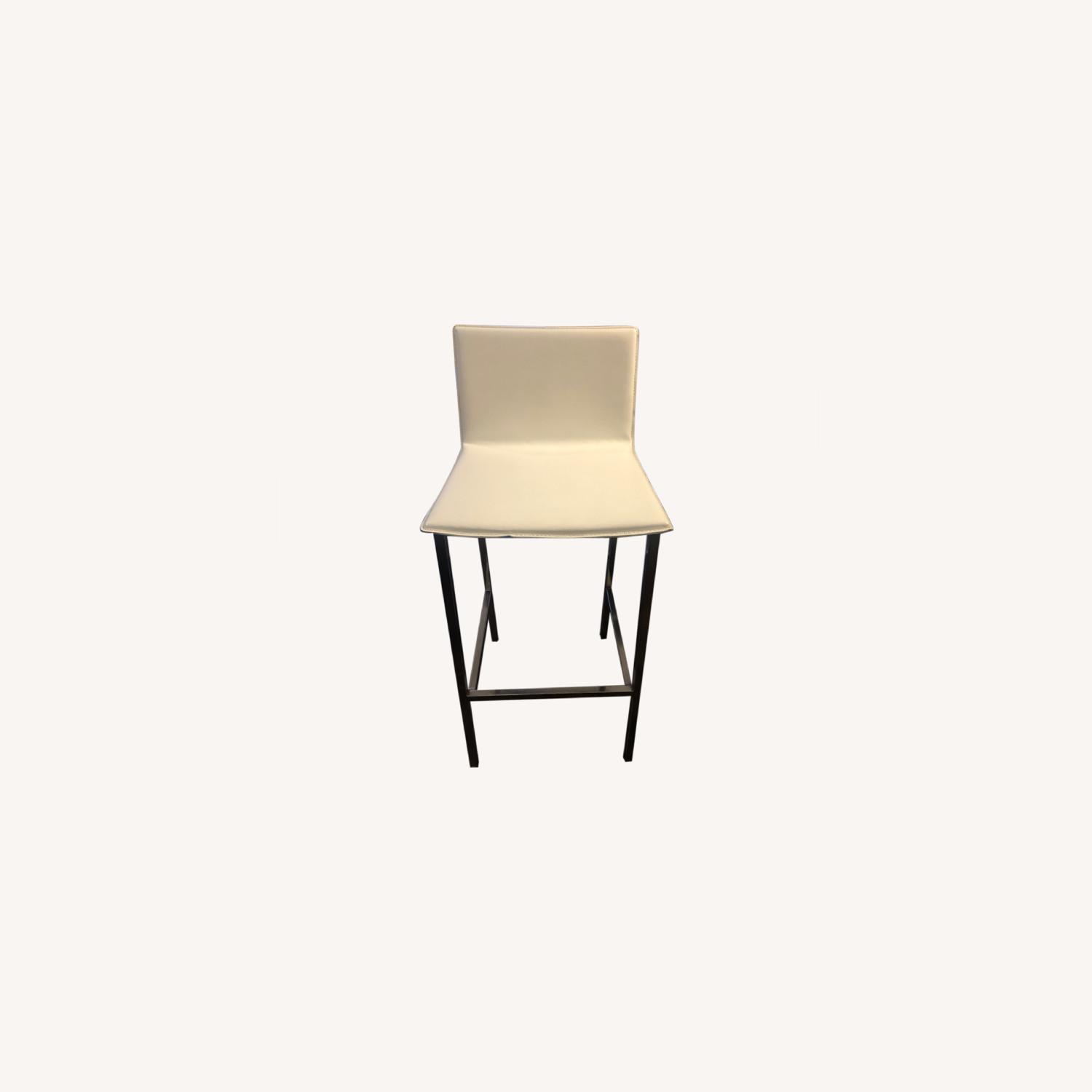 CB2 White Leather Bar Stools AptDeco