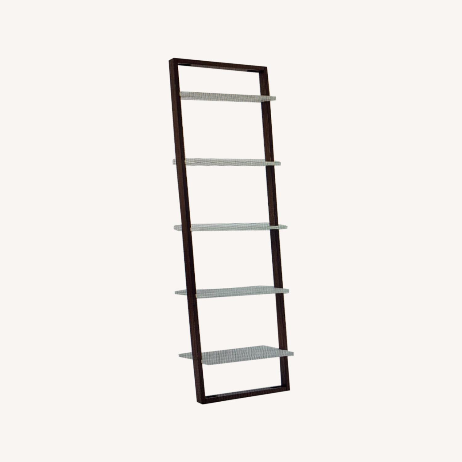 West Elm Leaning Shelf in White Lacquer/Espresso AptDeco