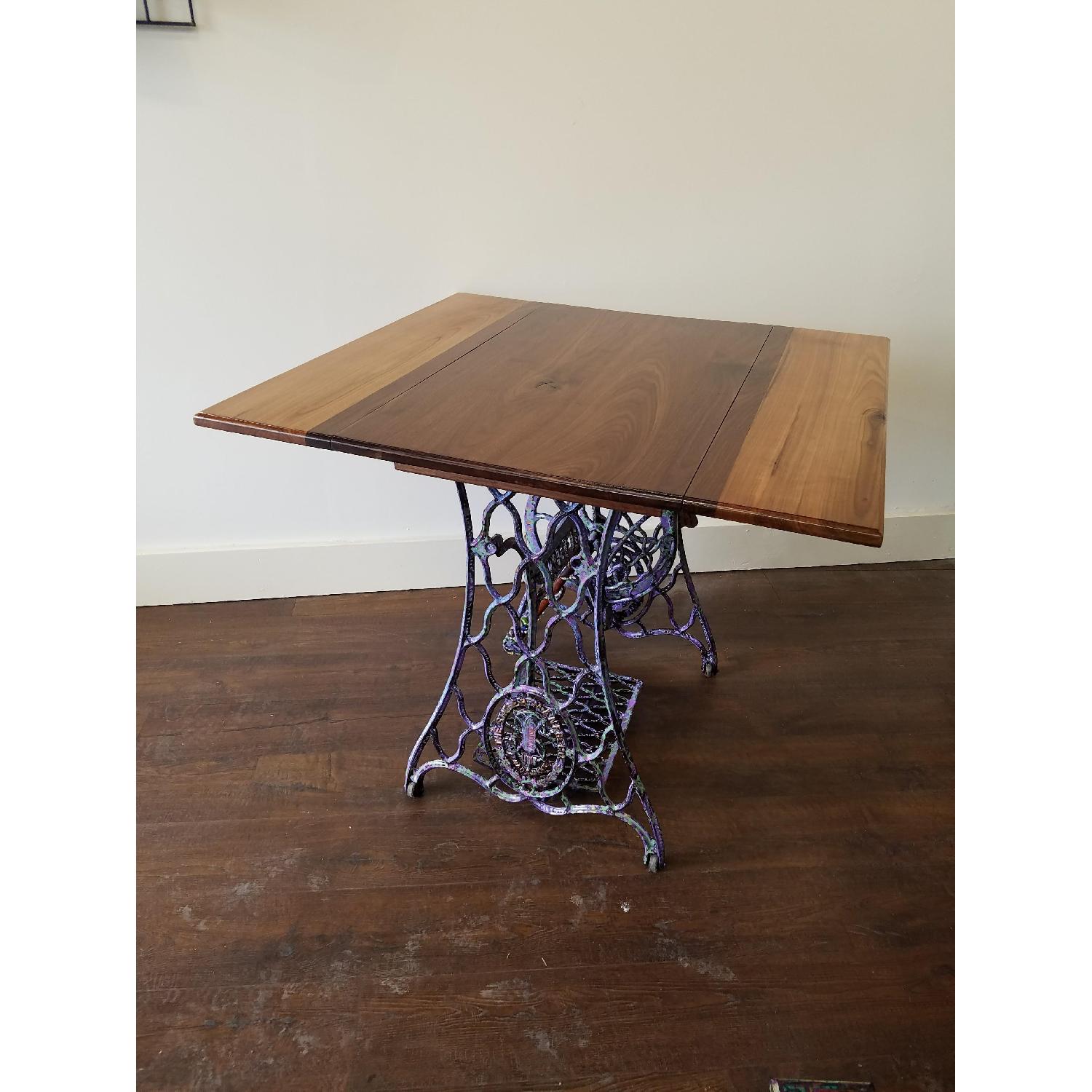Repurposed Singer Sewing Machine Base Drop Leaf Side Table - image-2