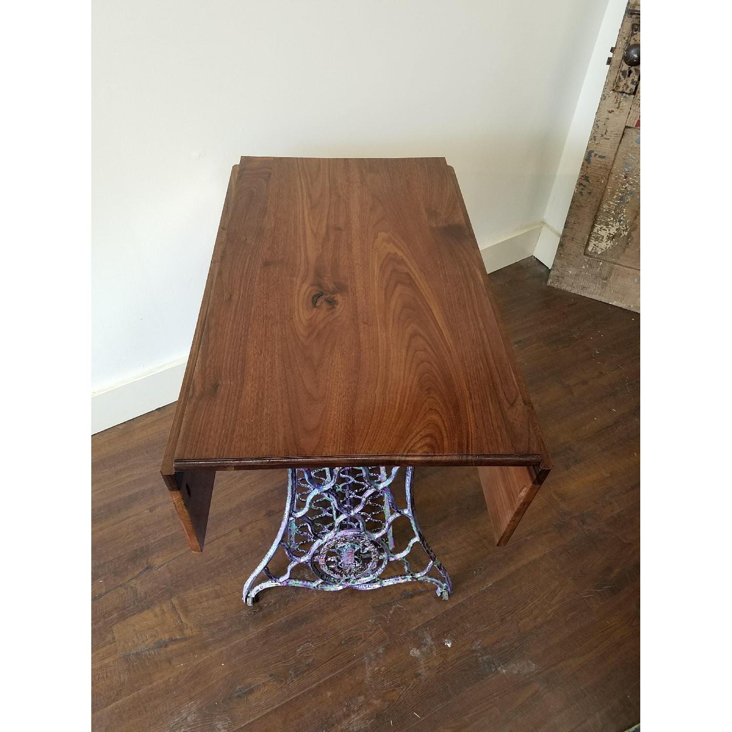 Repurposed Singer Sewing Machine Base Drop Leaf Side Table - image-3