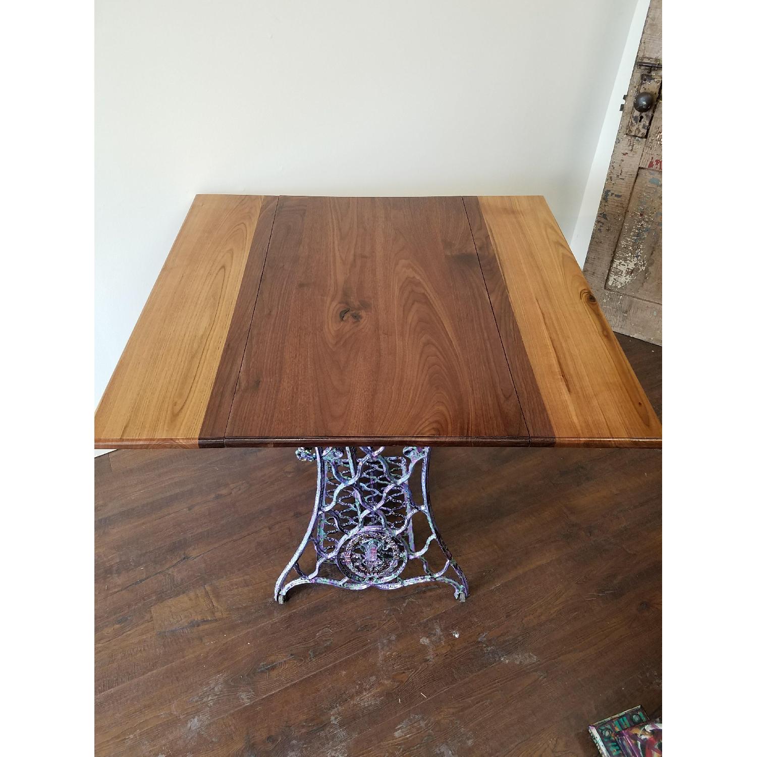 Repurposed Singer Sewing Machine Base Drop Leaf Side Table - image-4